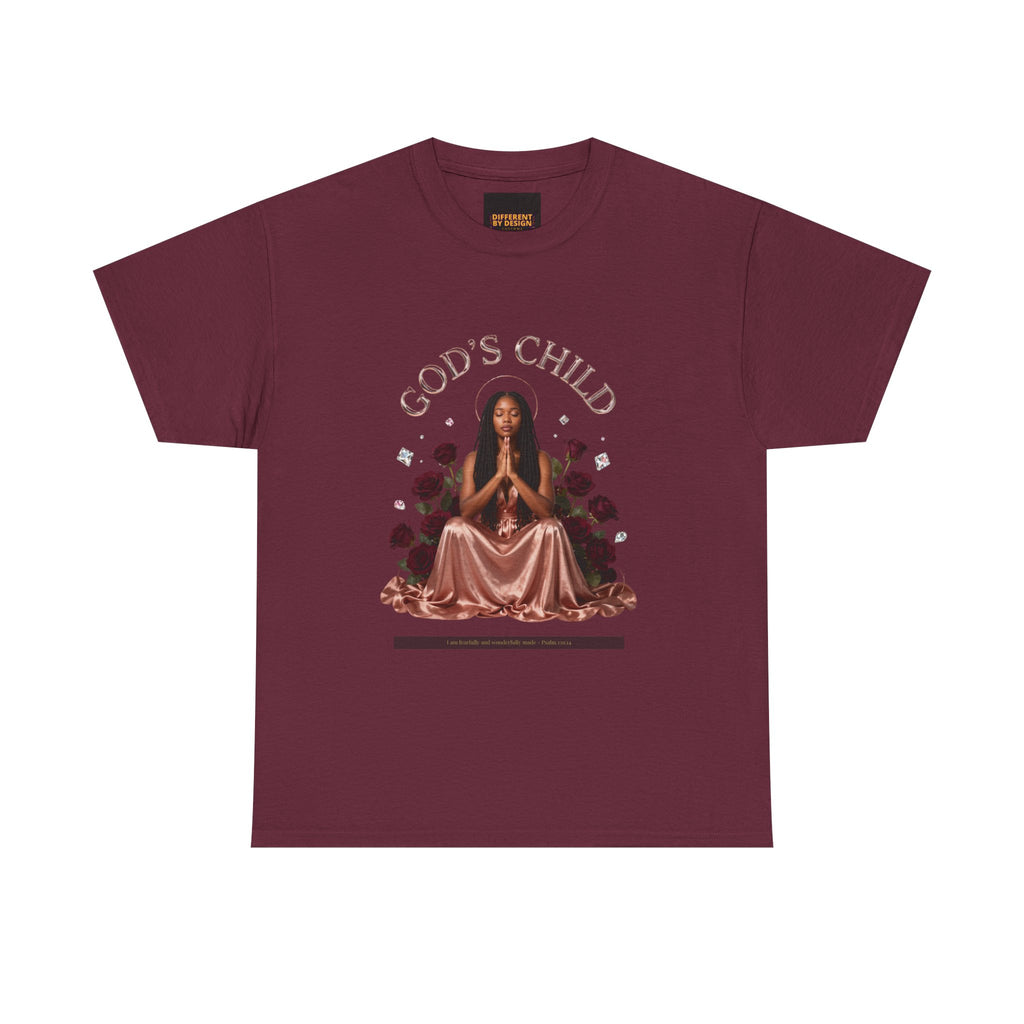 God's Child Tee — Faith-Based Graphic Shirt with Praying Woman Design