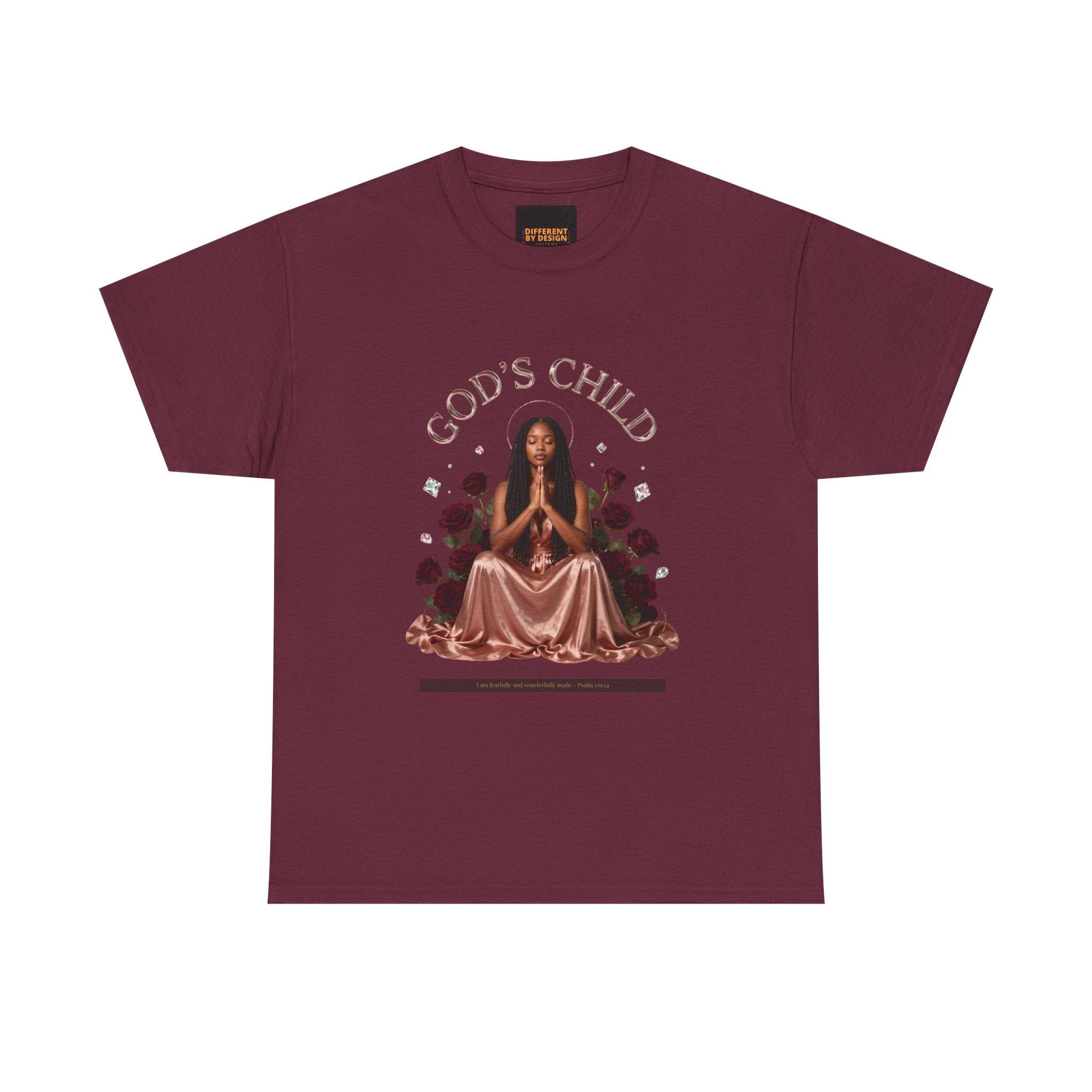 God's Child Tee — Faith-Based Graphic Shirt with Praying Woman Design