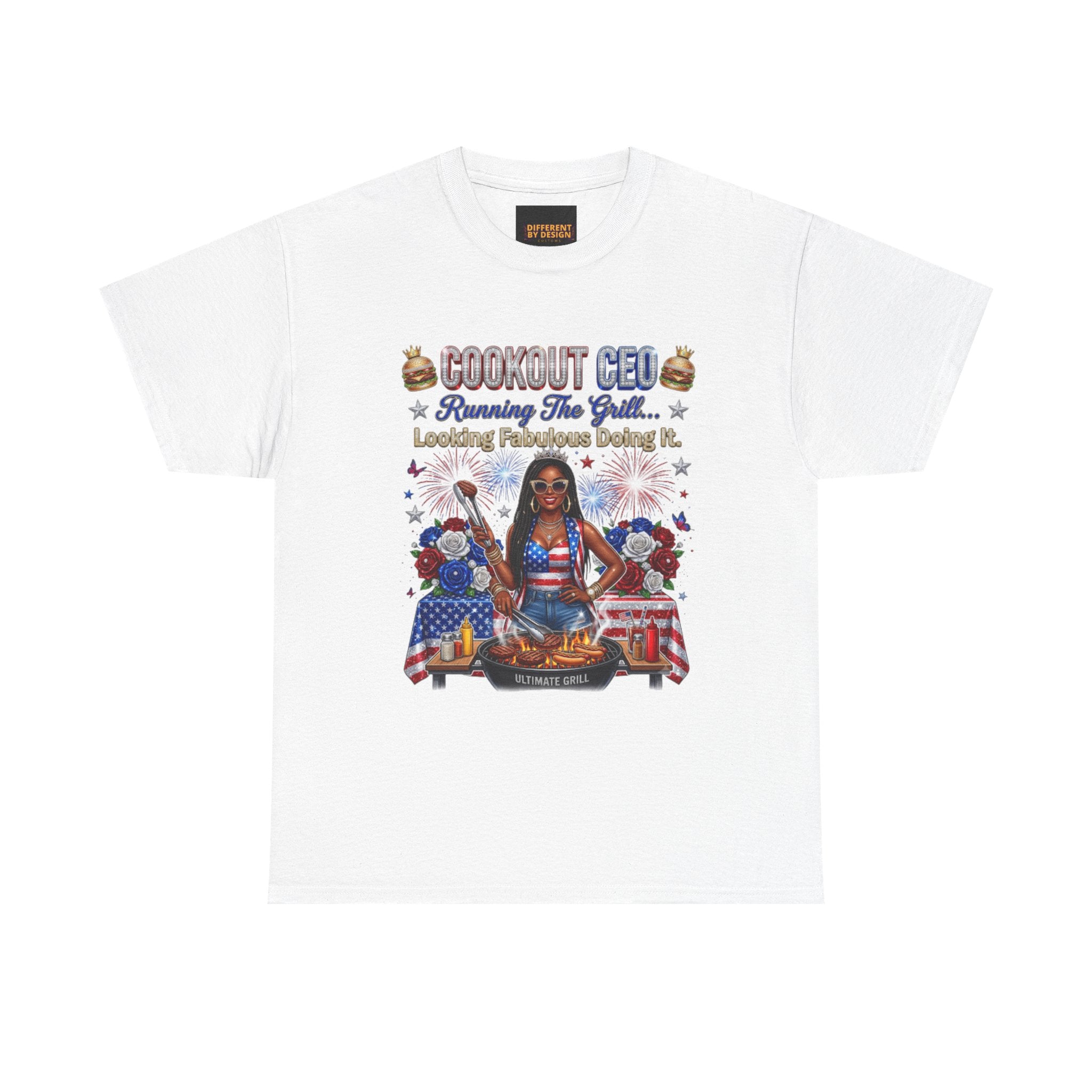 Coconut Gel Patriotic Graphic Tee — "Running The World, Leading The Movement"