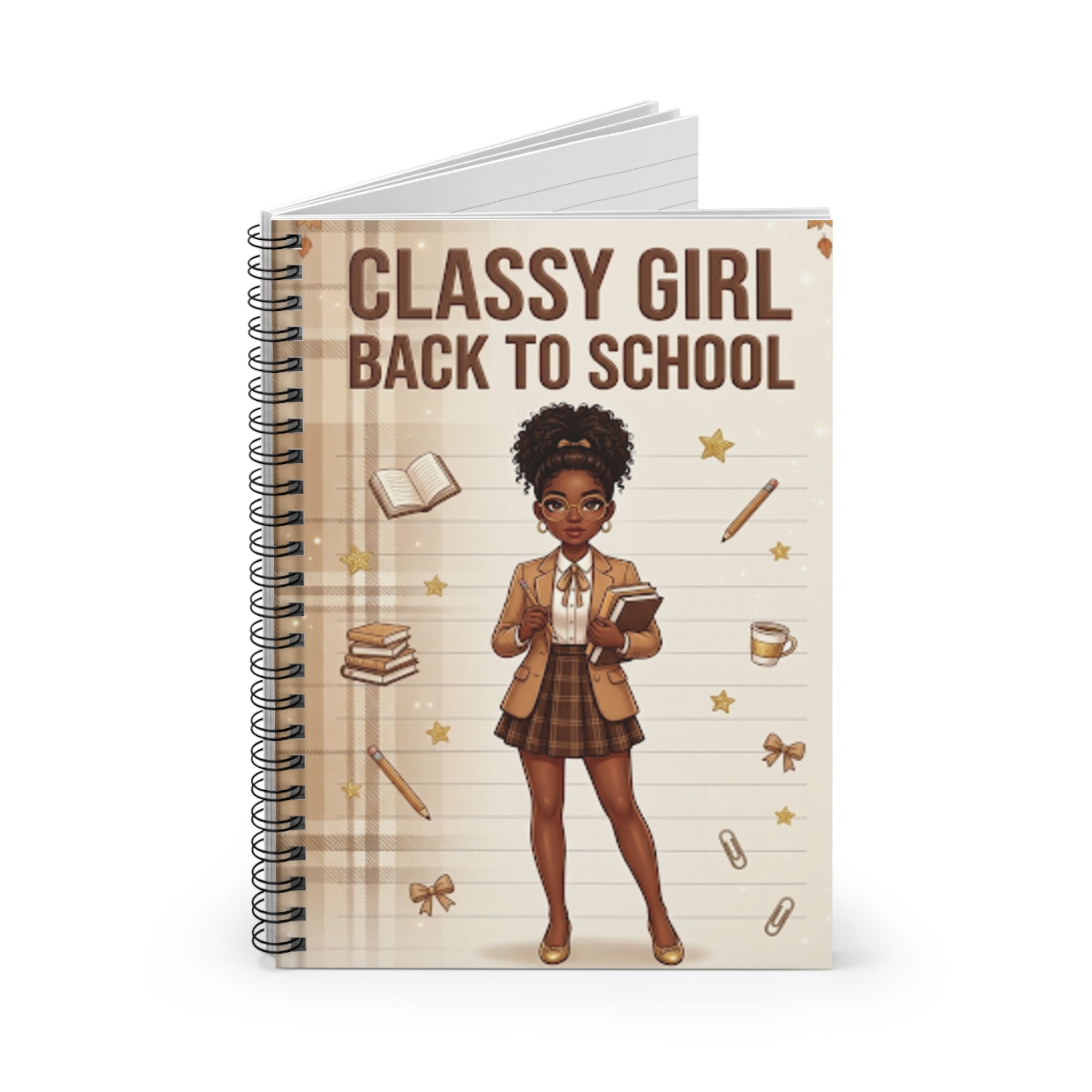 Classy Girl Back to School Spiral Notebook — Cute African American Student Journal