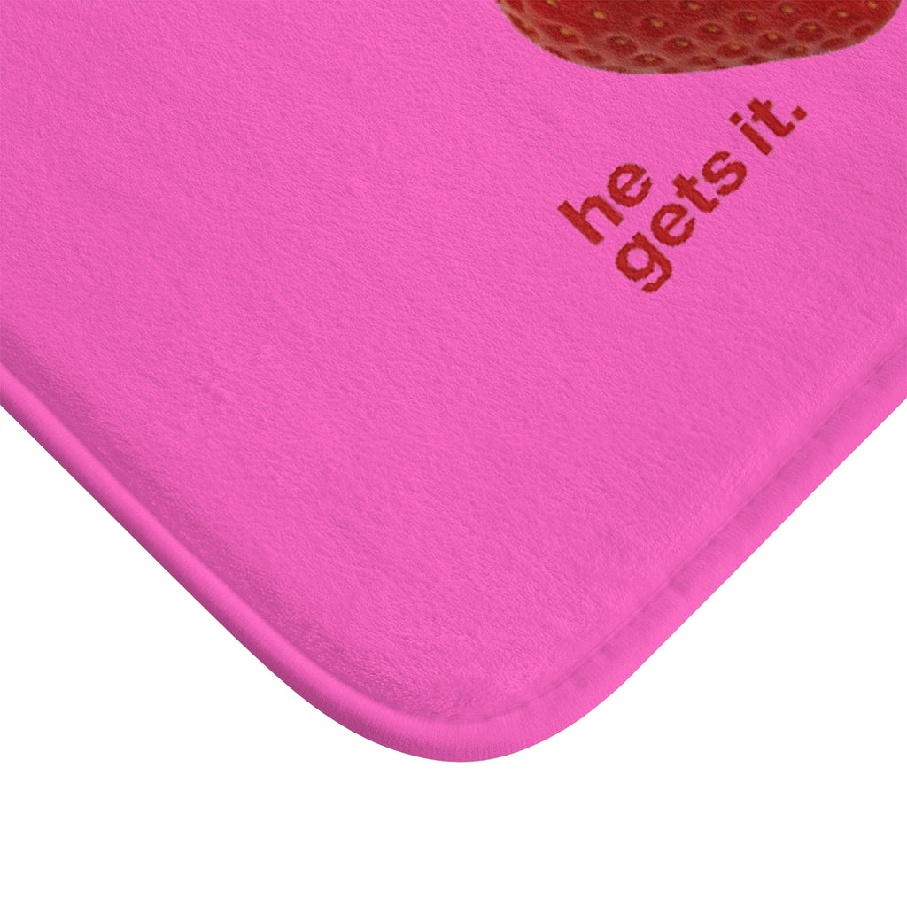 Lover Energy Bath Mat — Pink Strawberry 'he gets it. not tamed.' Decorative Bathroom Rug