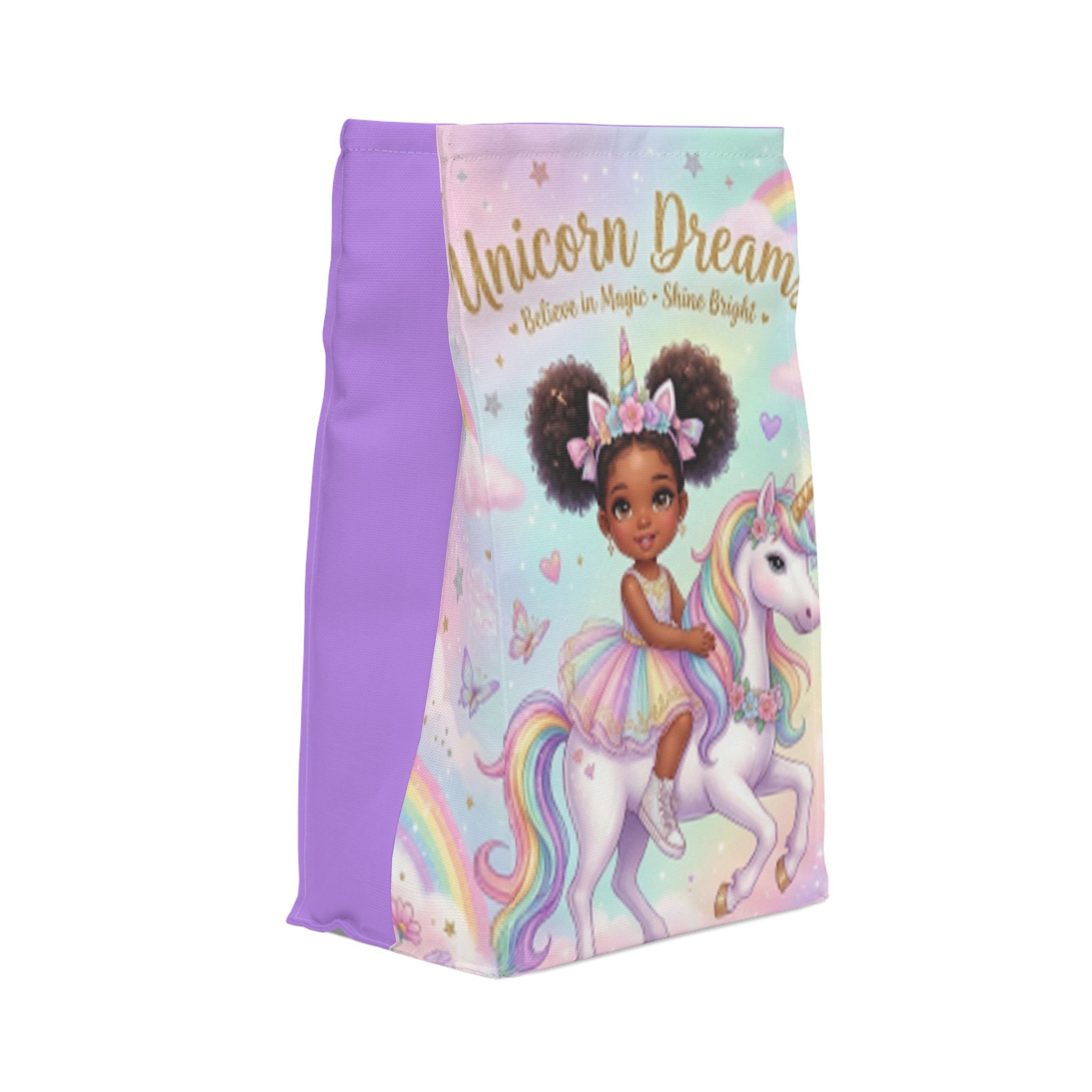 Unicorn Dreams Kids Lunch Bag — "Believe in Magic" Polyester Insulated Bag
