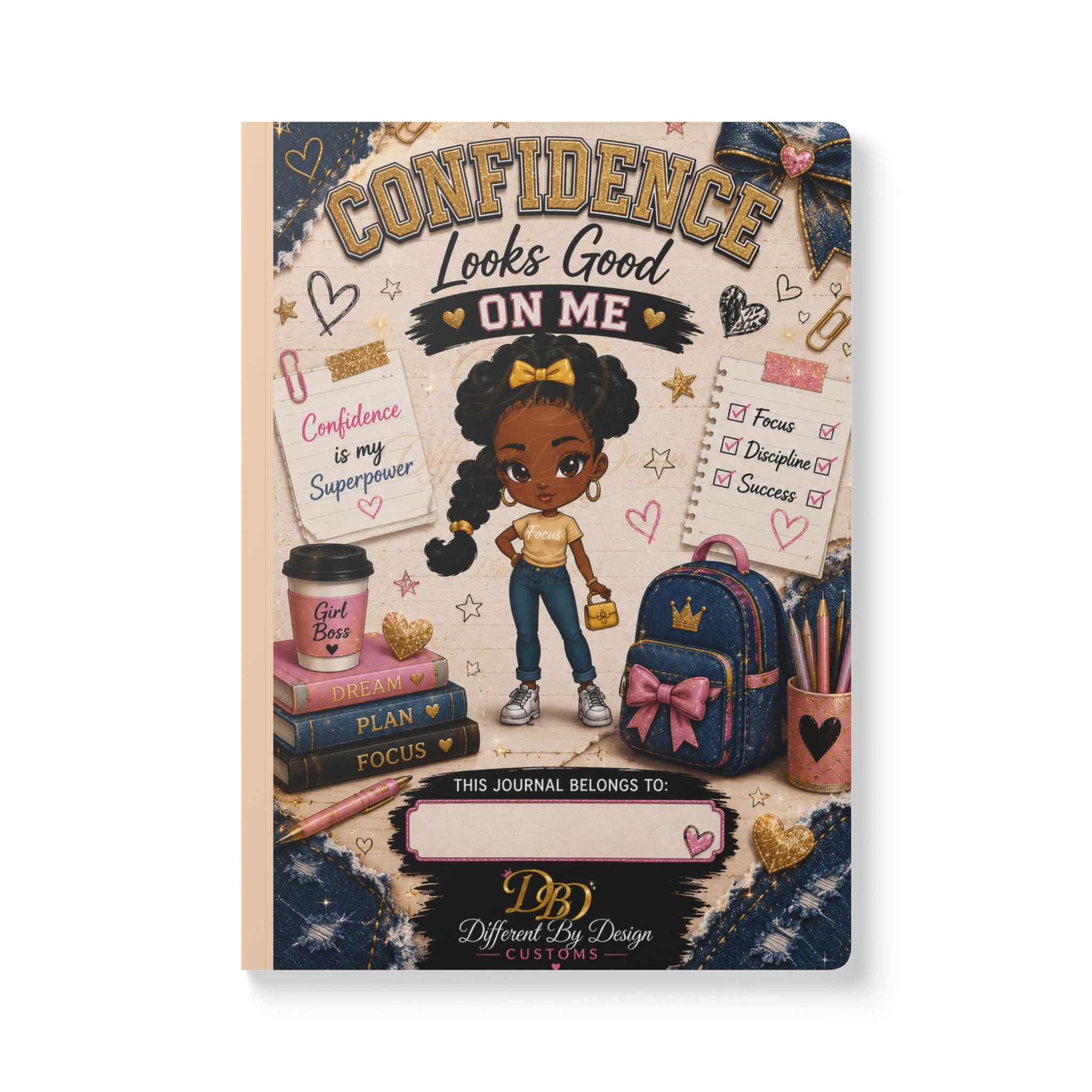 Confidence Looks Good On Me Softcover Journal — Empowering Girl Power Notebook