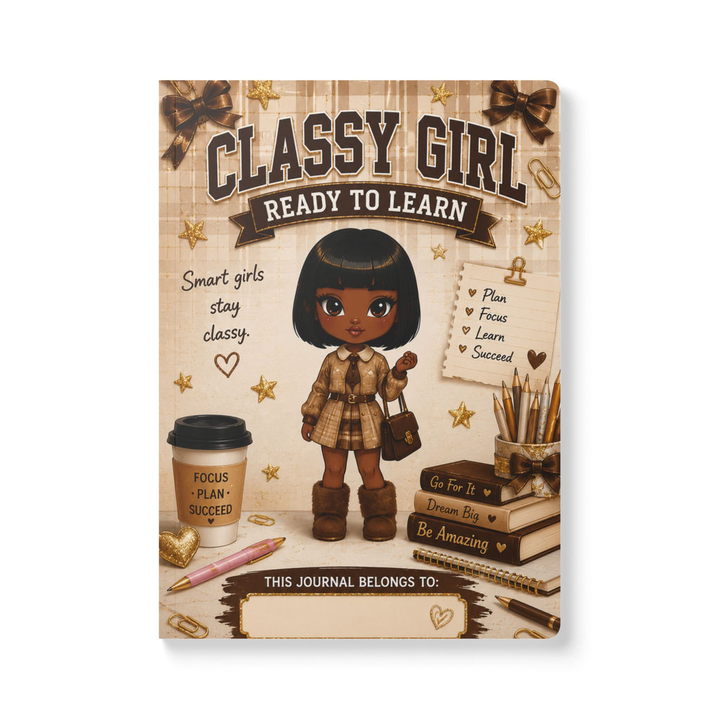 Classy Girl Softcover Journal — "Ready to Learn" Illustrated Notebook for Smart Girls