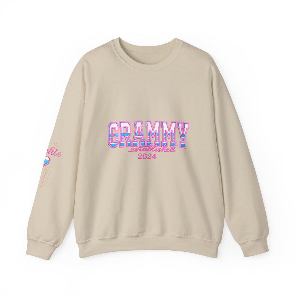Grammy Established 2024 Crewneck Sweatshirt — Pink & Blue Retro Family Gift