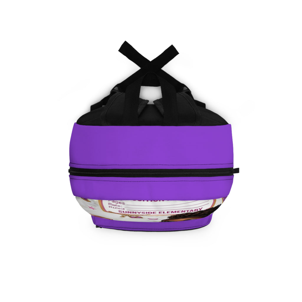 Personalized Purple Kids Backpack – "Ameia" Sunnyside Elementary Design