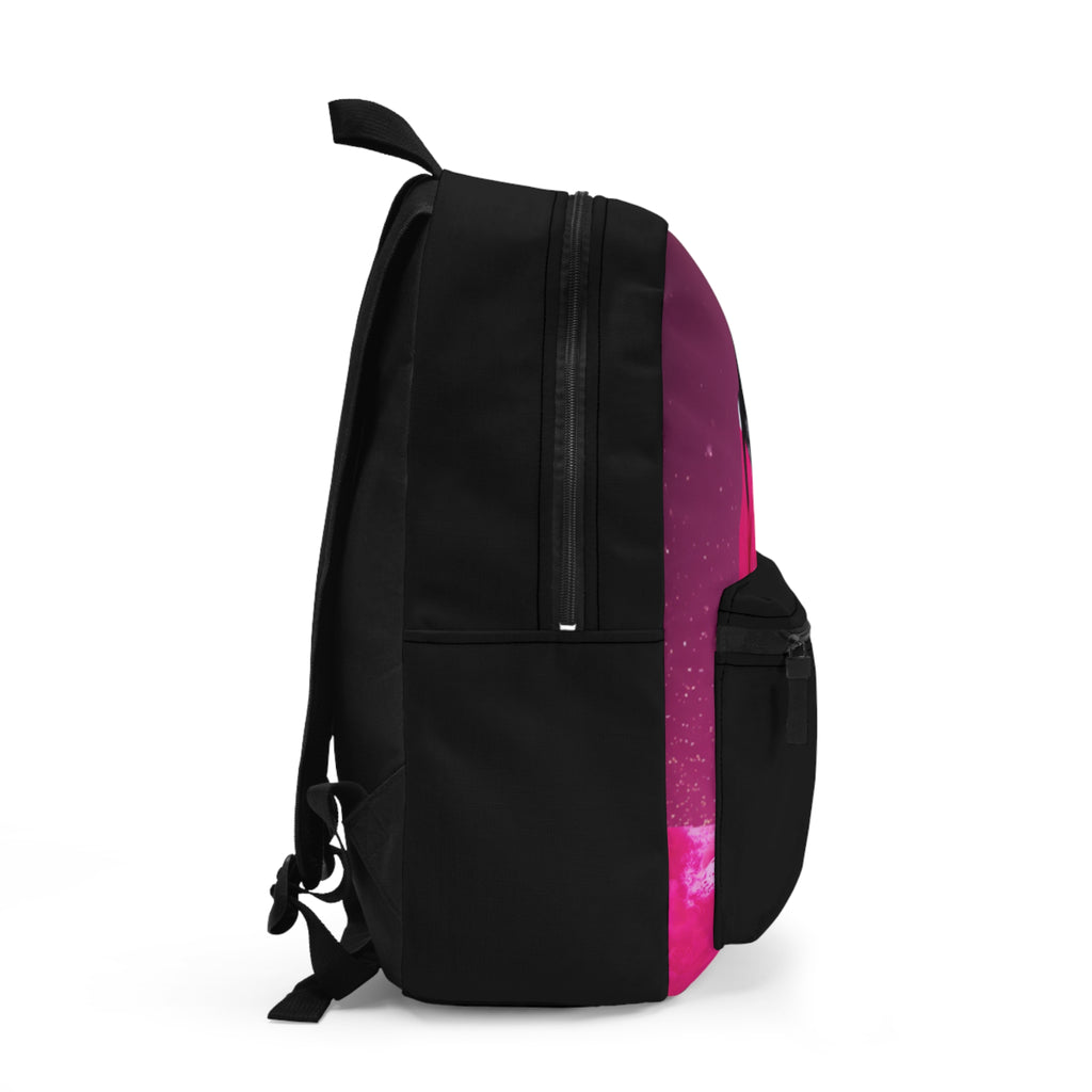 Pink Portrait Graphic Backpack — Fashionable Photo Print Bag
