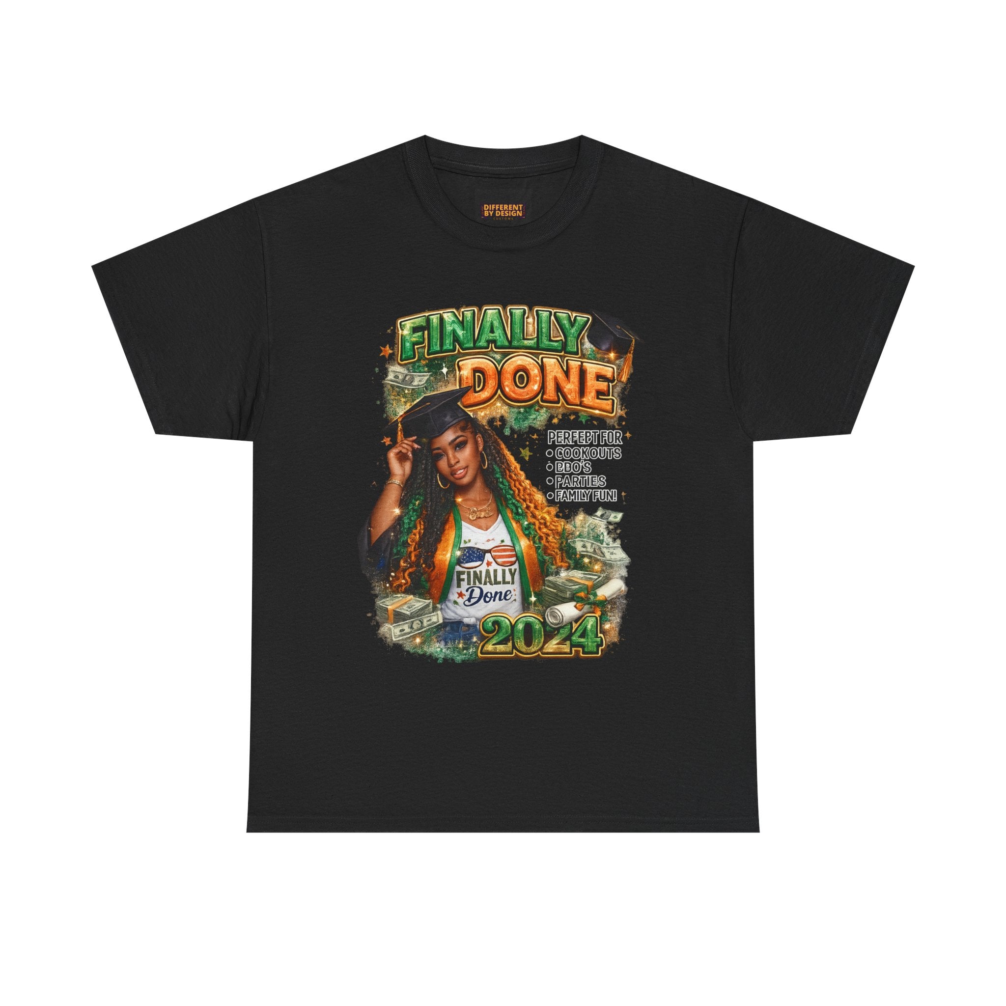 Graduation 'Finally Done' T-Shirt – Class of 2024 Celebration Tee