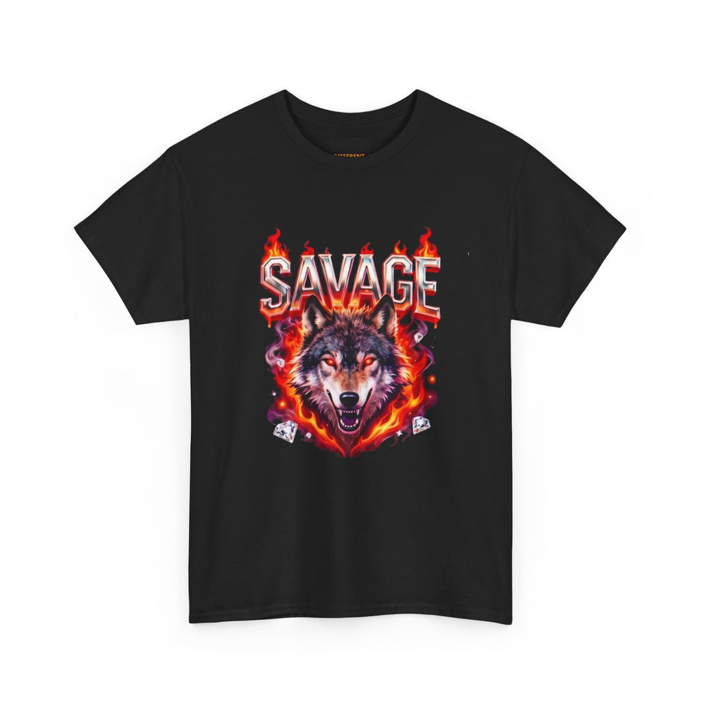 Savage Wolf Flame T-Shirt — Fiery Wolf Graphic Tee