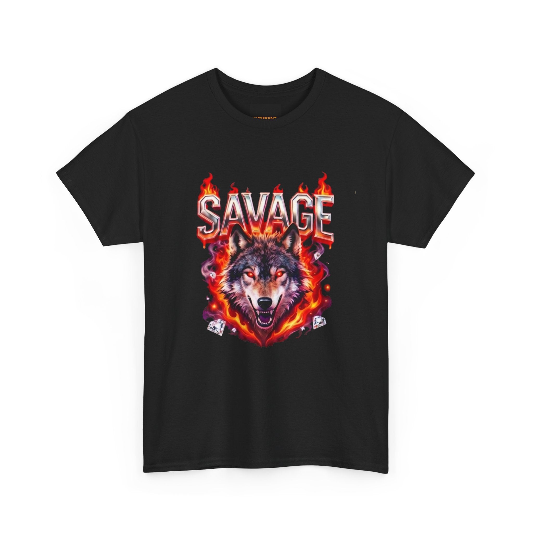 Savage Wolf Flame T-Shirt — Fiery Wolf Graphic Tee