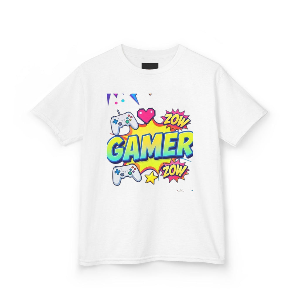 Kids Gamer T‑Shirt — Colorful 'Gamer' Graphic Tee with Controllers