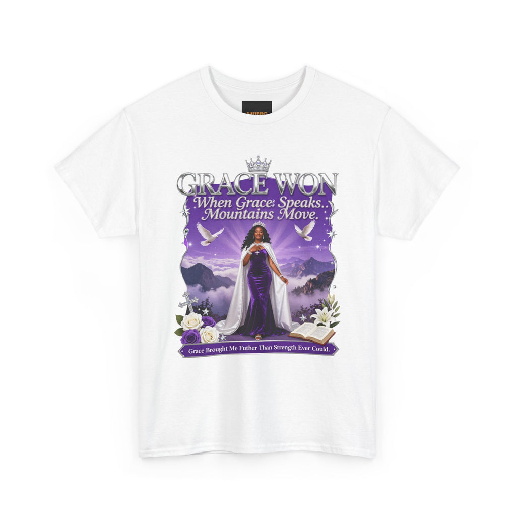 Grace Won 'When Grace Speaks, Mountains Move' Christian T-Shirt — Inspirational Faith Graphic Tee