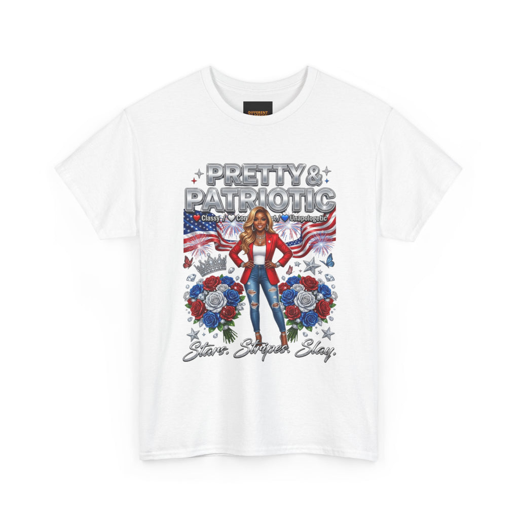 Pretty & Patriotic Tee — "Pretty & Patriotic" Graphic T-Shirt (Fourth of July, USA Pride)