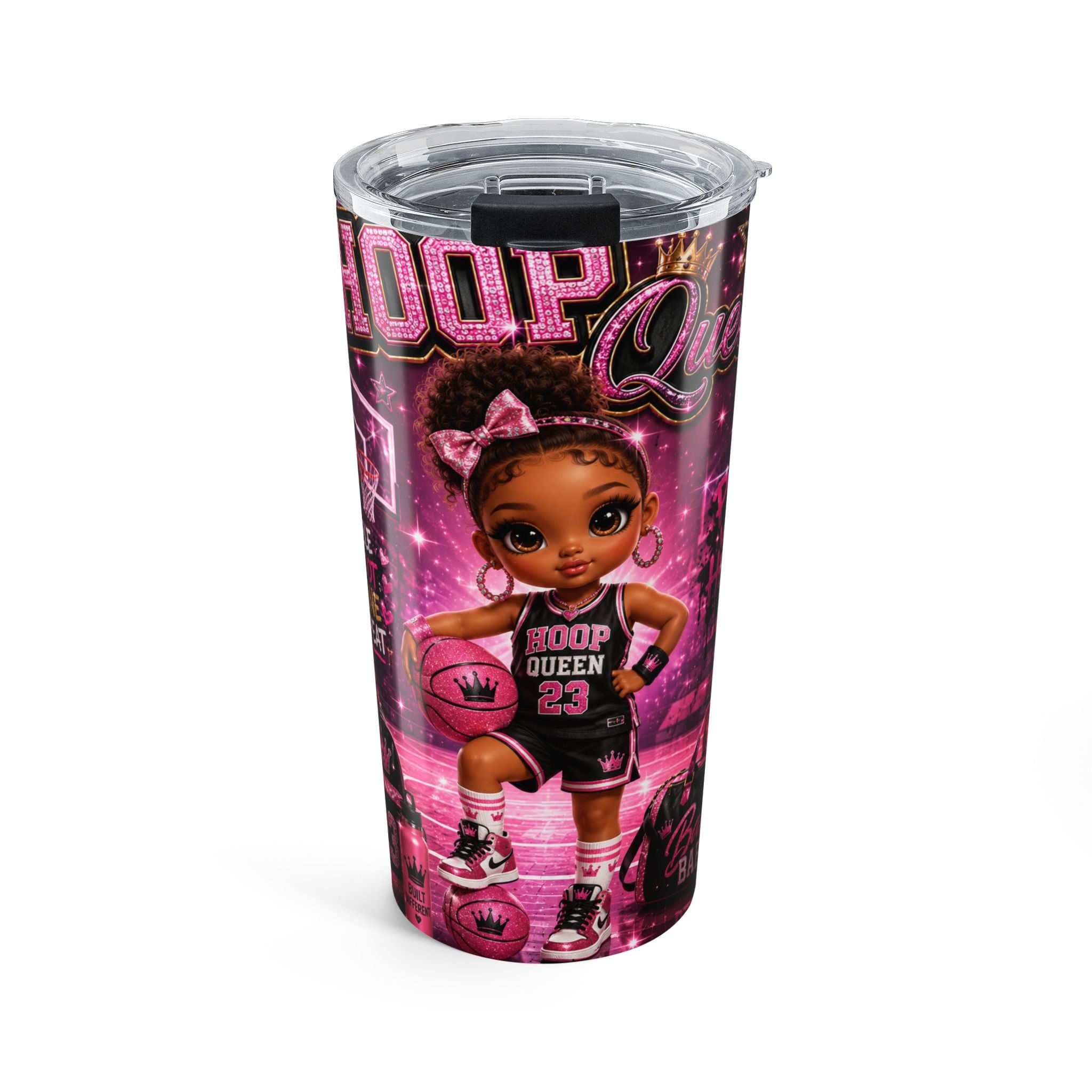 Hoop Queen 20oz Tumbler – Pink Basketball Girl Travel Cup