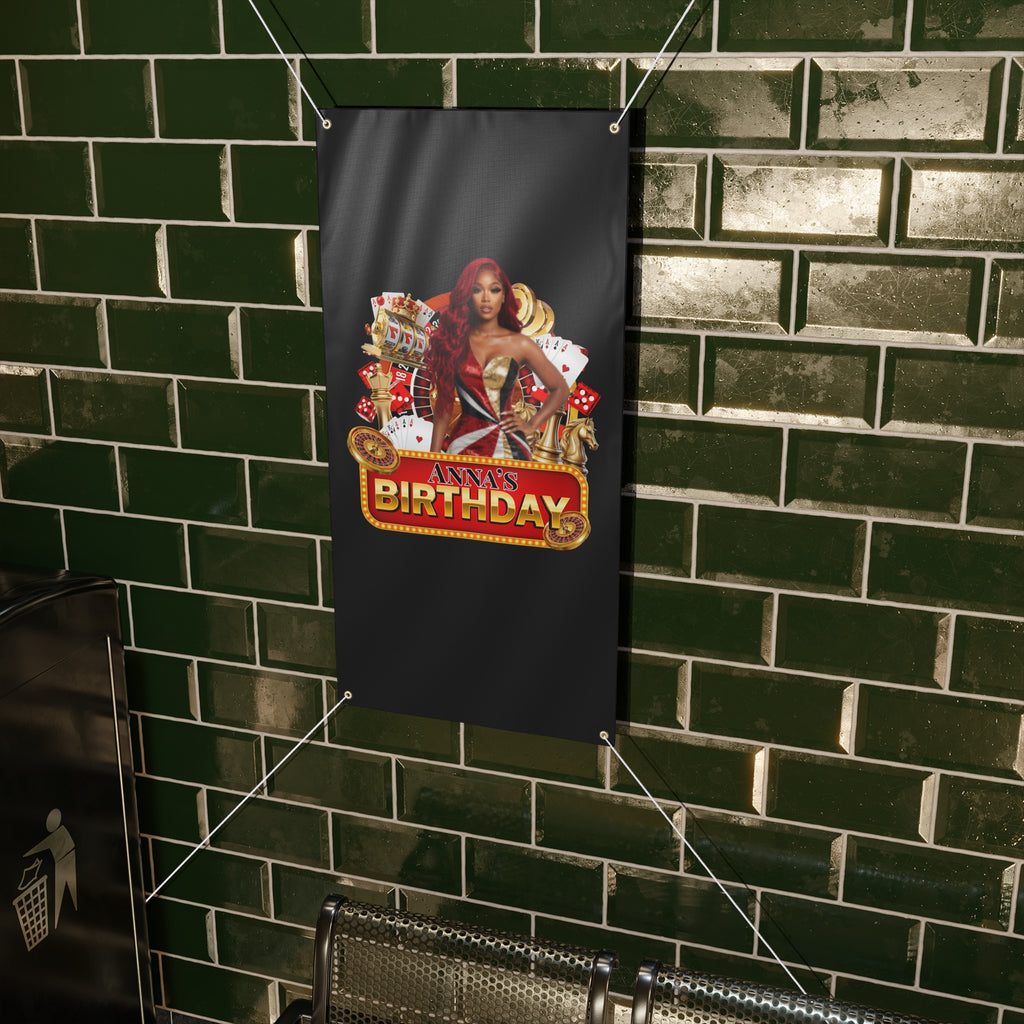 Casino Party Banner — Personalized "Anna's" Vegas Glam Casino Sign