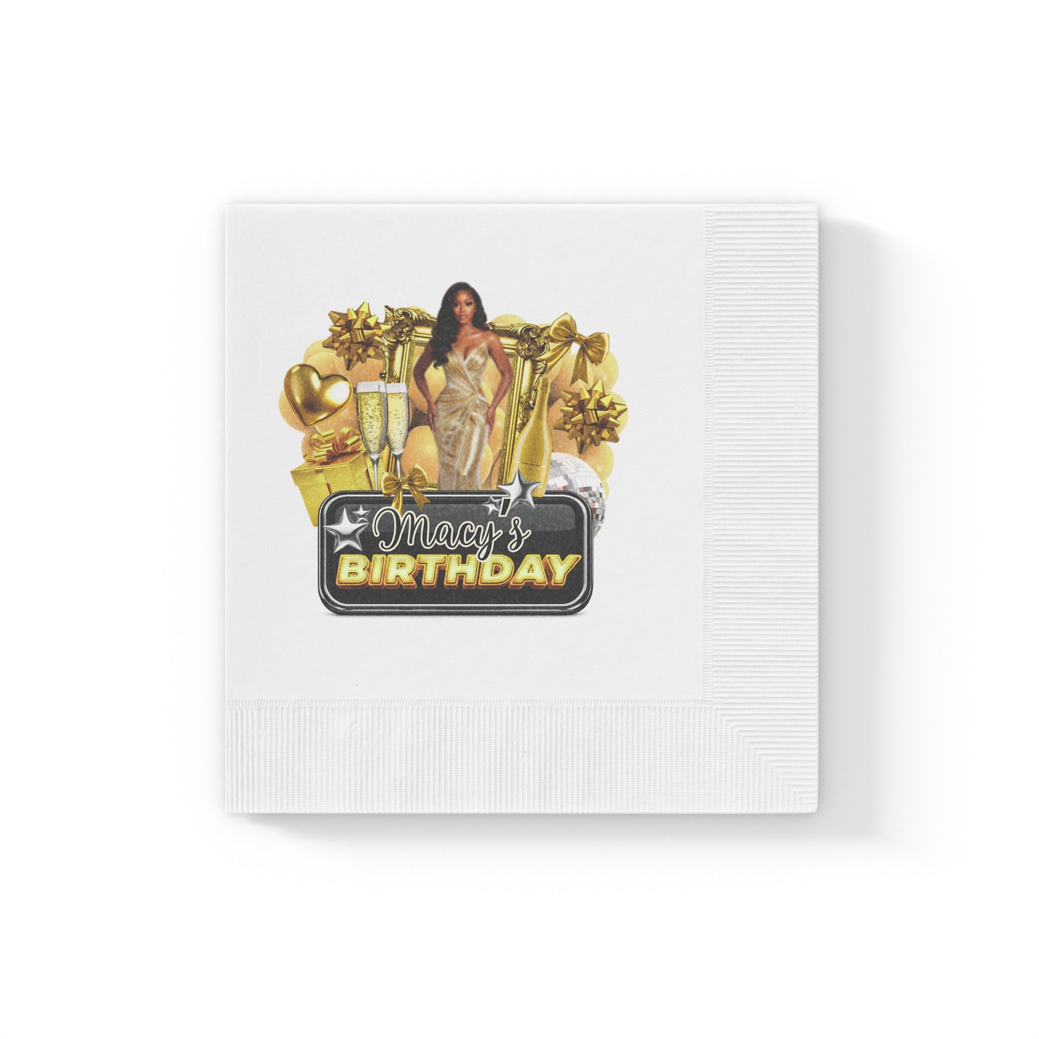 Gold Glam Birthday Napkins – "Happy Birthday" Party Cocktail Napkins