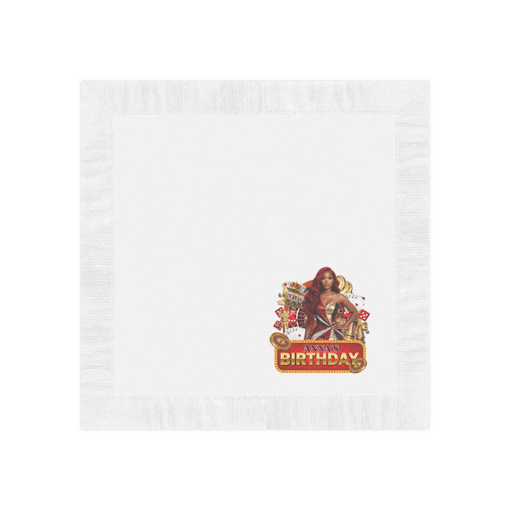 Casino Birthday Napkins — Personalized 'Anna's Birthday' Party Cocktail Napkins