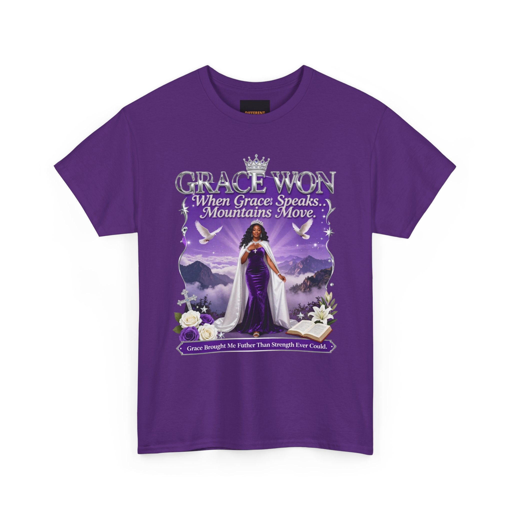 Grace Won 'When Grace Speaks, Mountains Move' Christian T-Shirt — Inspirational Faith Graphic Tee