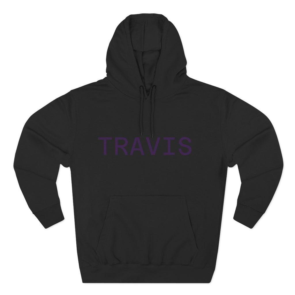 Three-Panel Fleece Hoodie — Personalized 'TRAVIS' & Royal Dad Graphic Pullover