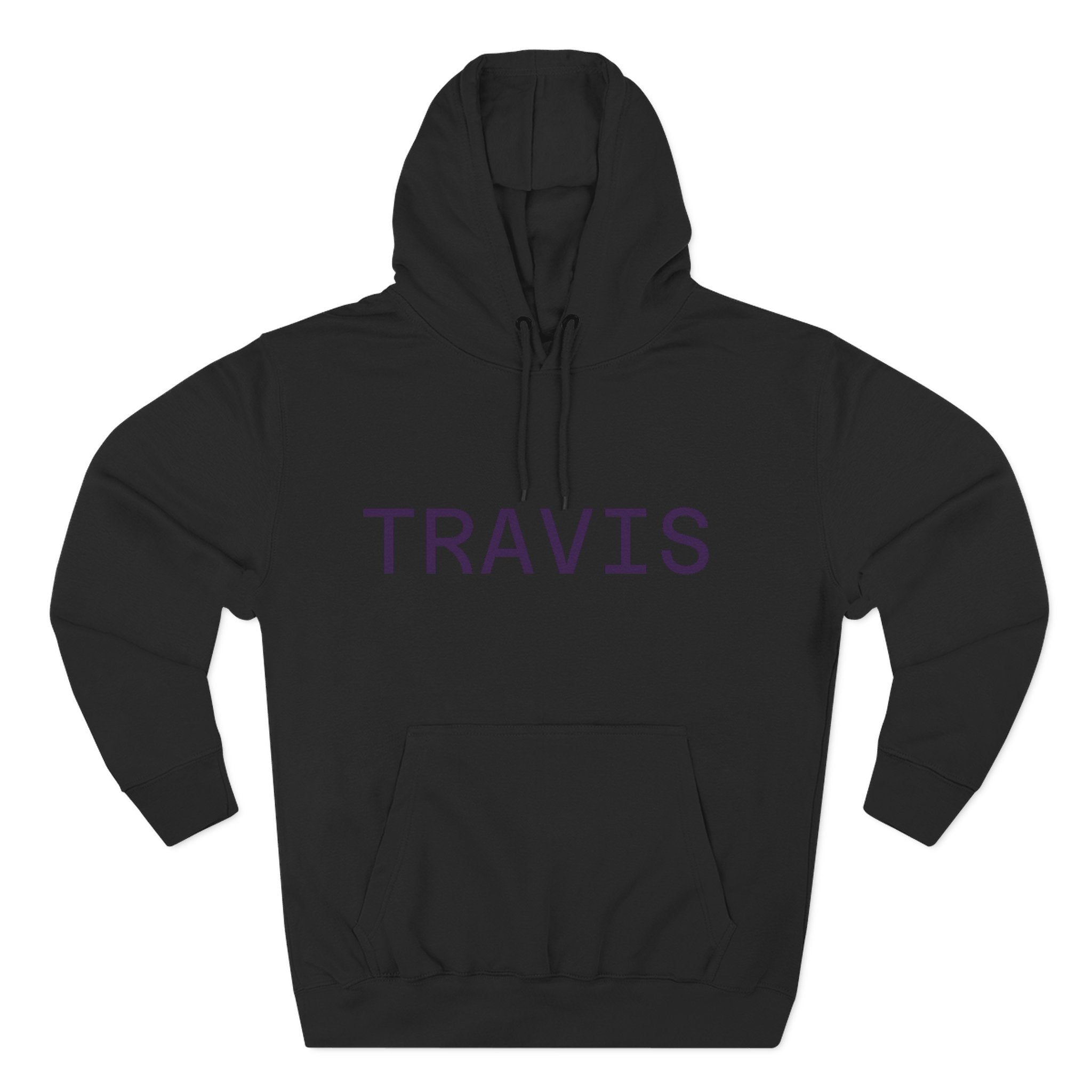 Three-Panel Fleece Hoodie — Personalized 'TRAVIS' & Royal Dad Graphic Pullover