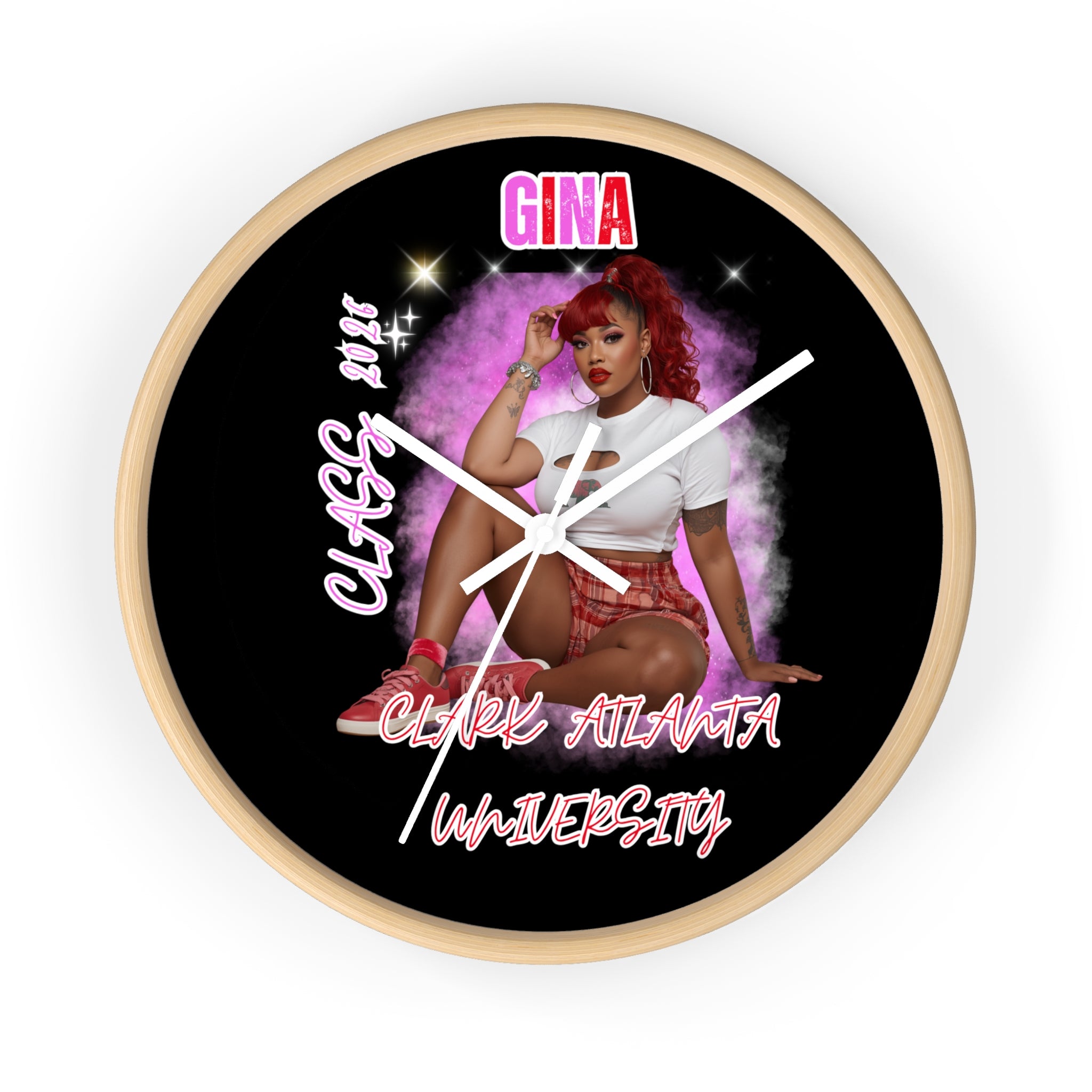 Club Atlanta University Wall Clock — Personalized 'Gina' Pinup Decor