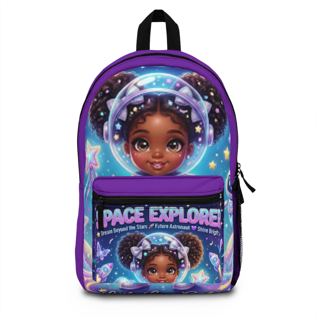 Space Explorer Kids Backpack — Cute Black Girl Astronaut School Bag