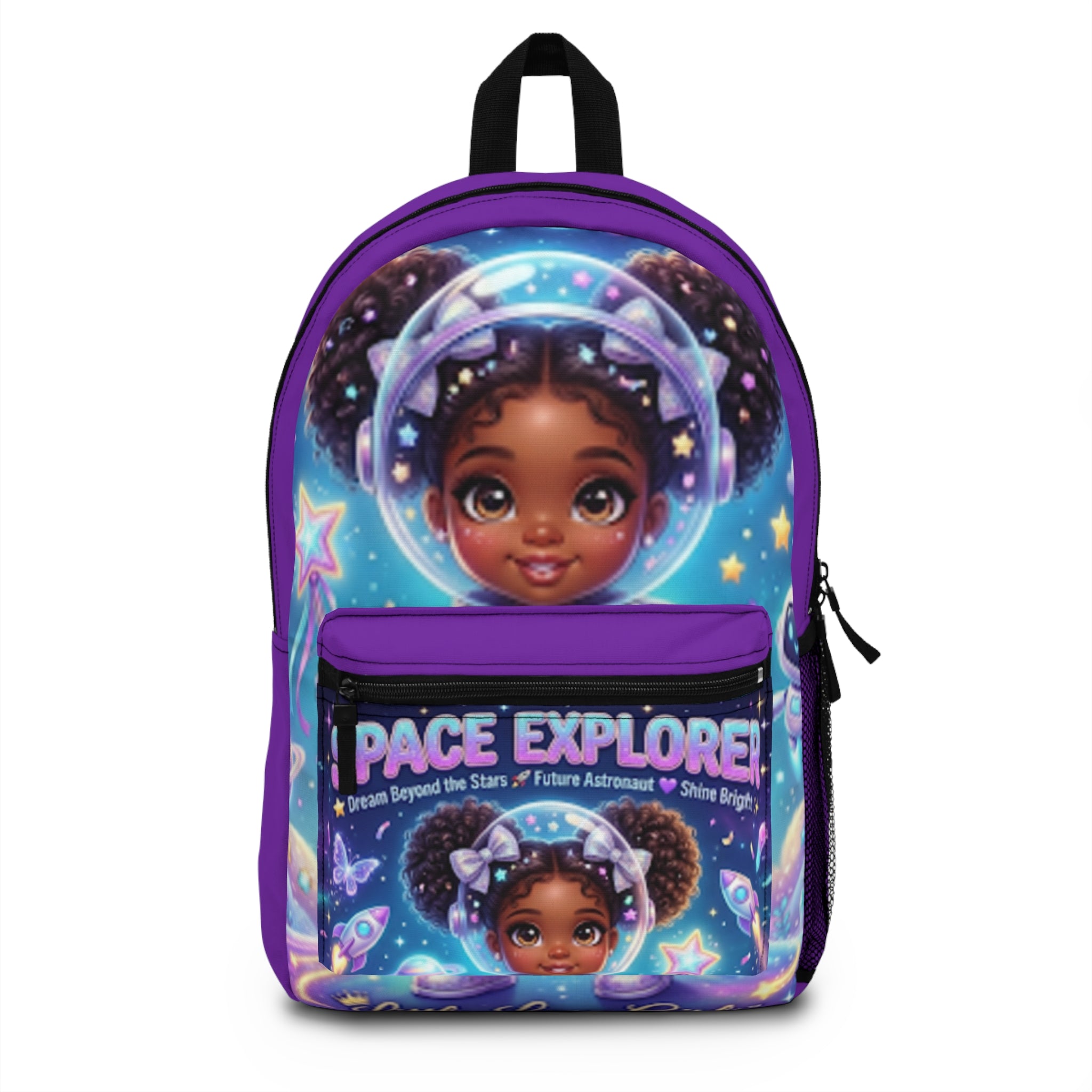 Space Explorer Kids Backpack — Cute Black Girl Astronaut School Bag