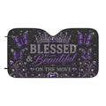 Blessed & Beautiful Purple Butterfly Car Sun Shade — 'Blessed & Beautiful On The Move' Windshield Protector