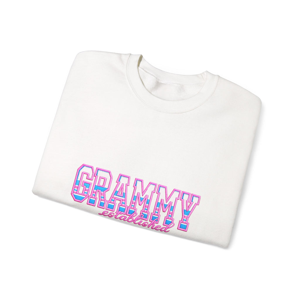 Grammy Established 2024 Crewneck Sweatshirt — Pink & Blue Retro Family Gift