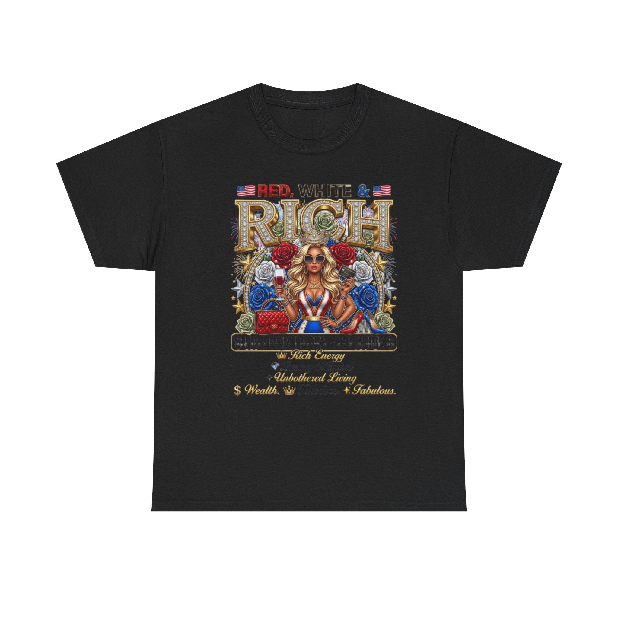 Red, White & Rich Graphic T-Shirt — Patriotic Vintage Pinup Tee