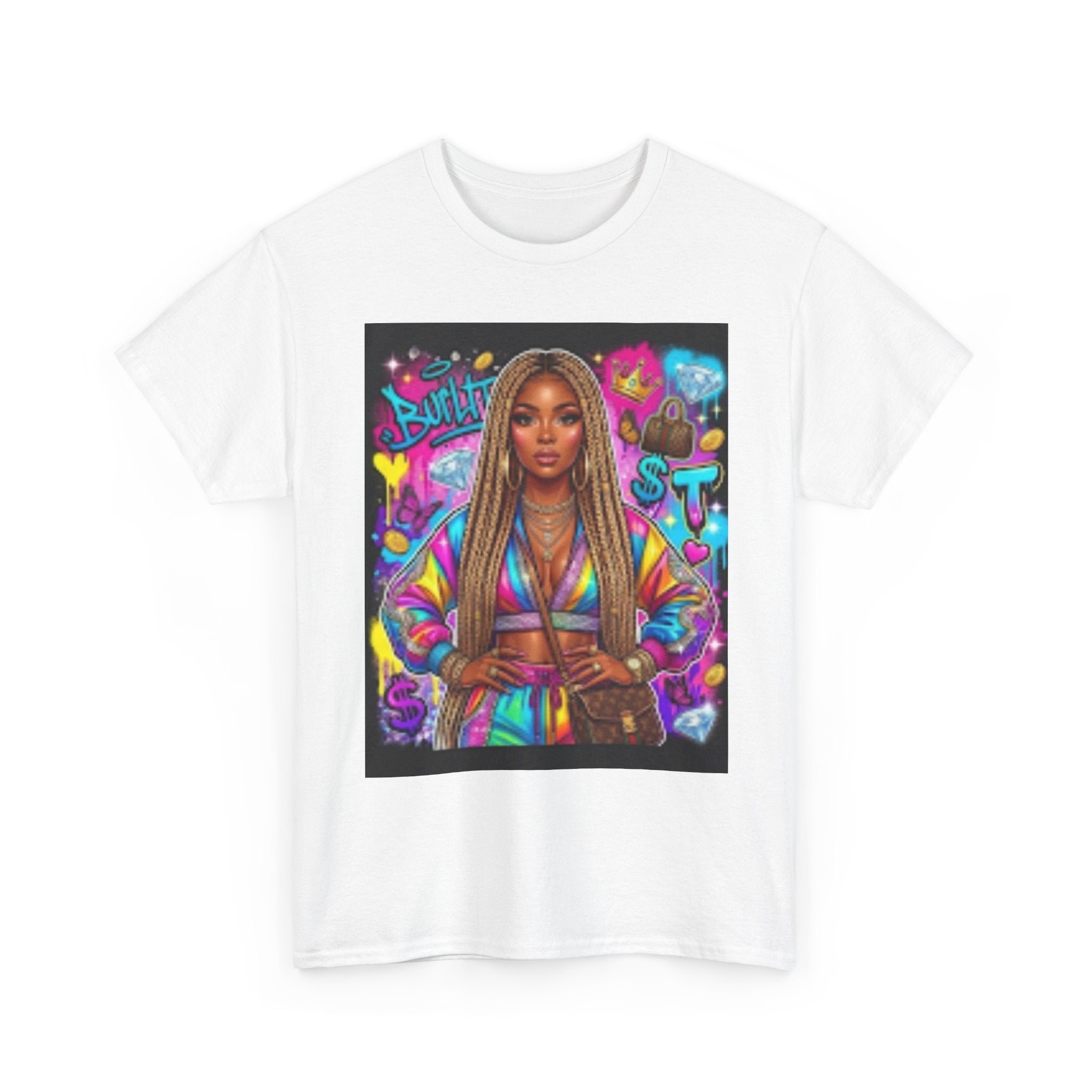 Afro Goddess Portrait Tee — Colorful Empowerment Graphic T-Shirt