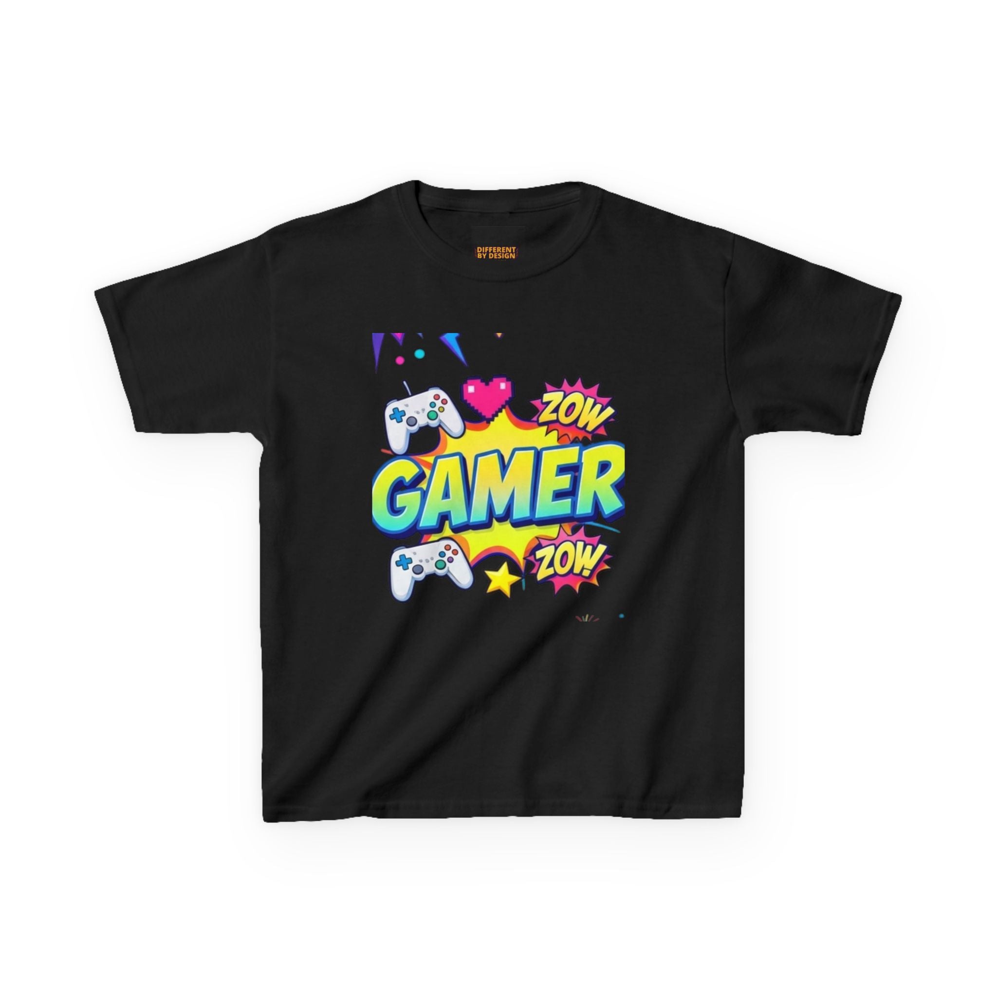 Kids Gamer T‑Shirt — Colorful 'Gamer' Graphic Tee with Controllers