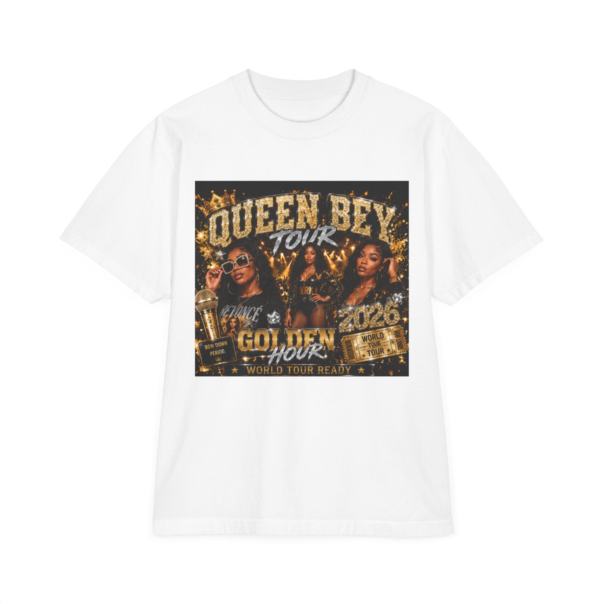 Queen Bey Tour T-Shirt — Gold Glam Concert Tee