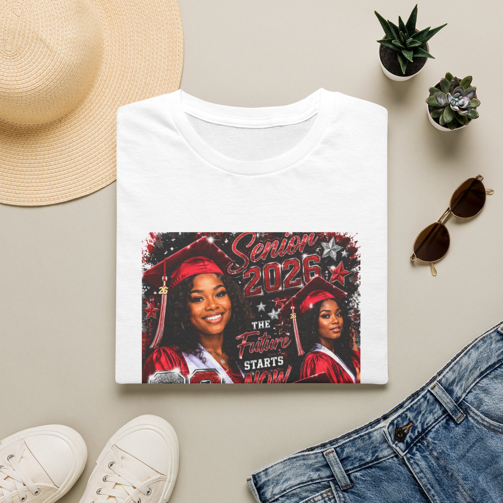 Senior 2026 Graduation T-Shirt — "The Future Starts Now" Cap & Gown Design