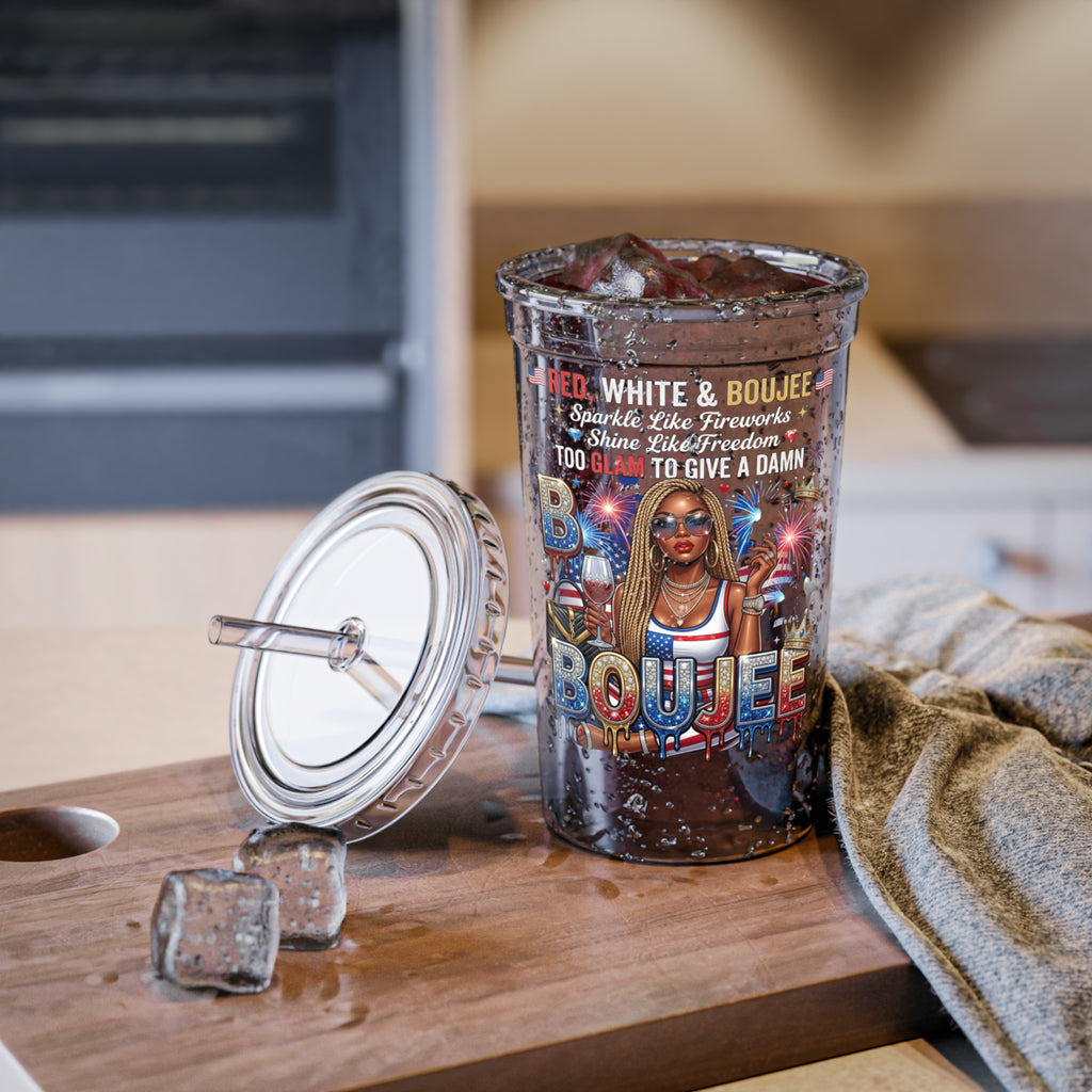 Boujee Summer Vibes Acrylic Cup – Insulated Straw Tumbler with 'Boujee' Graphic