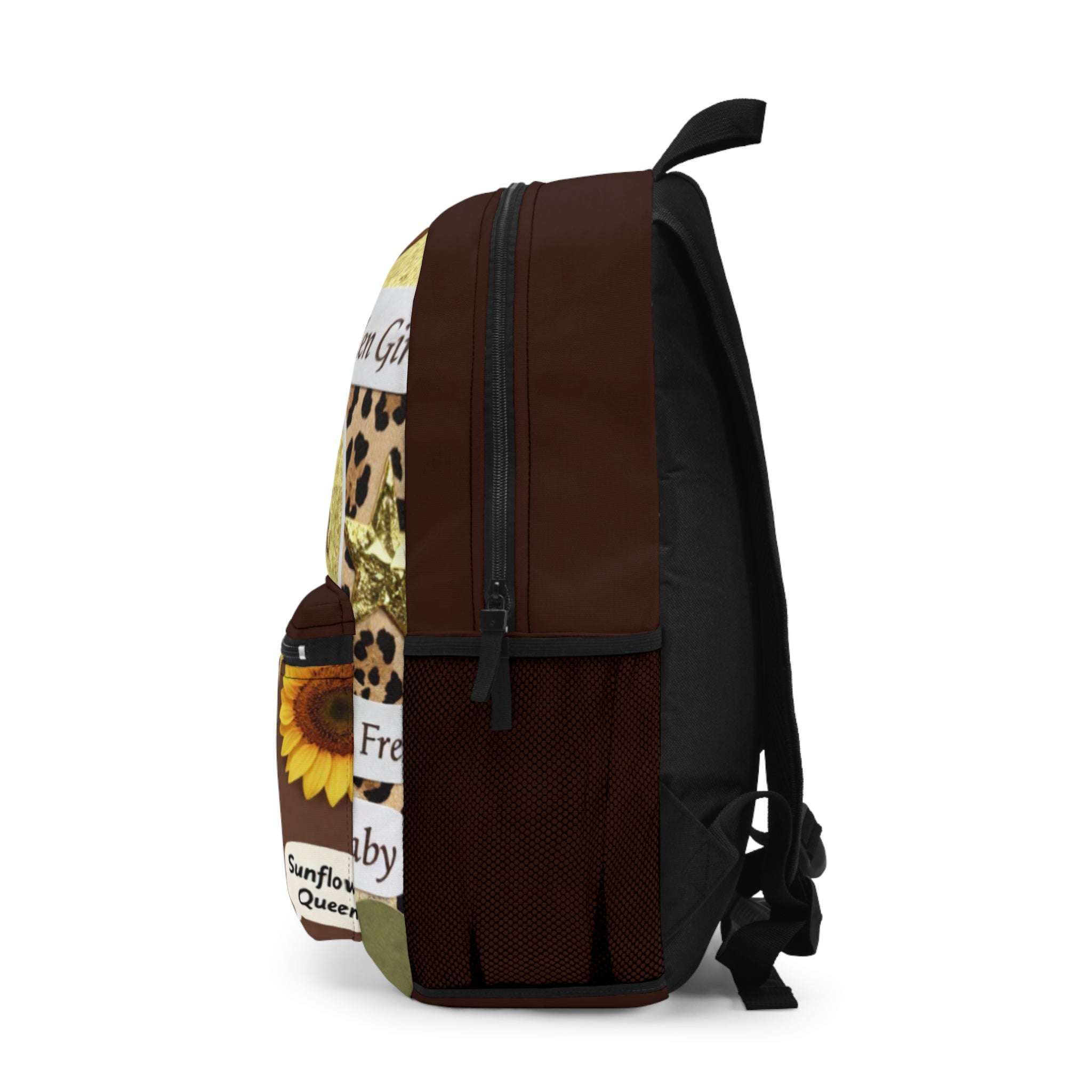 Sunshine Girl Floral Backpack — Kids Sunflower Leopard Print School Bag