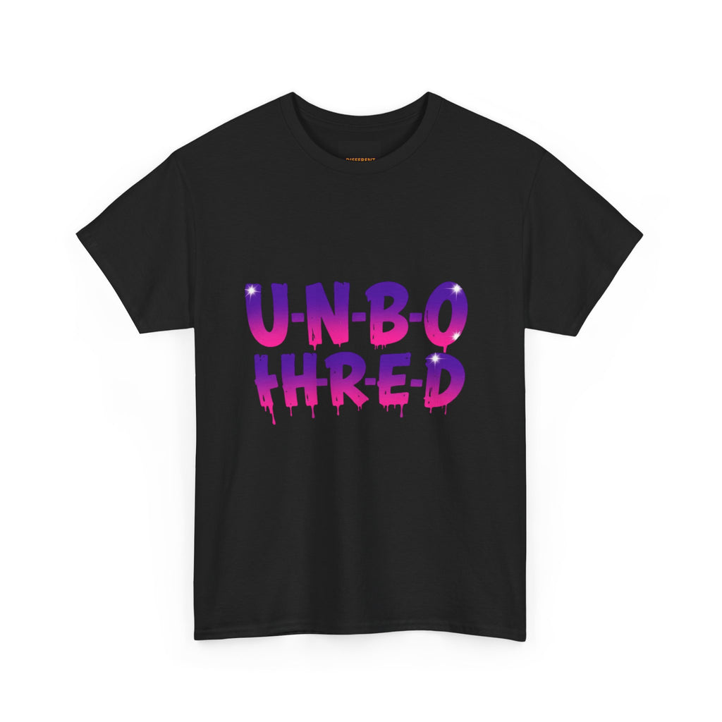 Unbothered Graphic Tee – 'U-N-B-O-T-H-R-E-D' Vibrant Drip Lettering Shirt