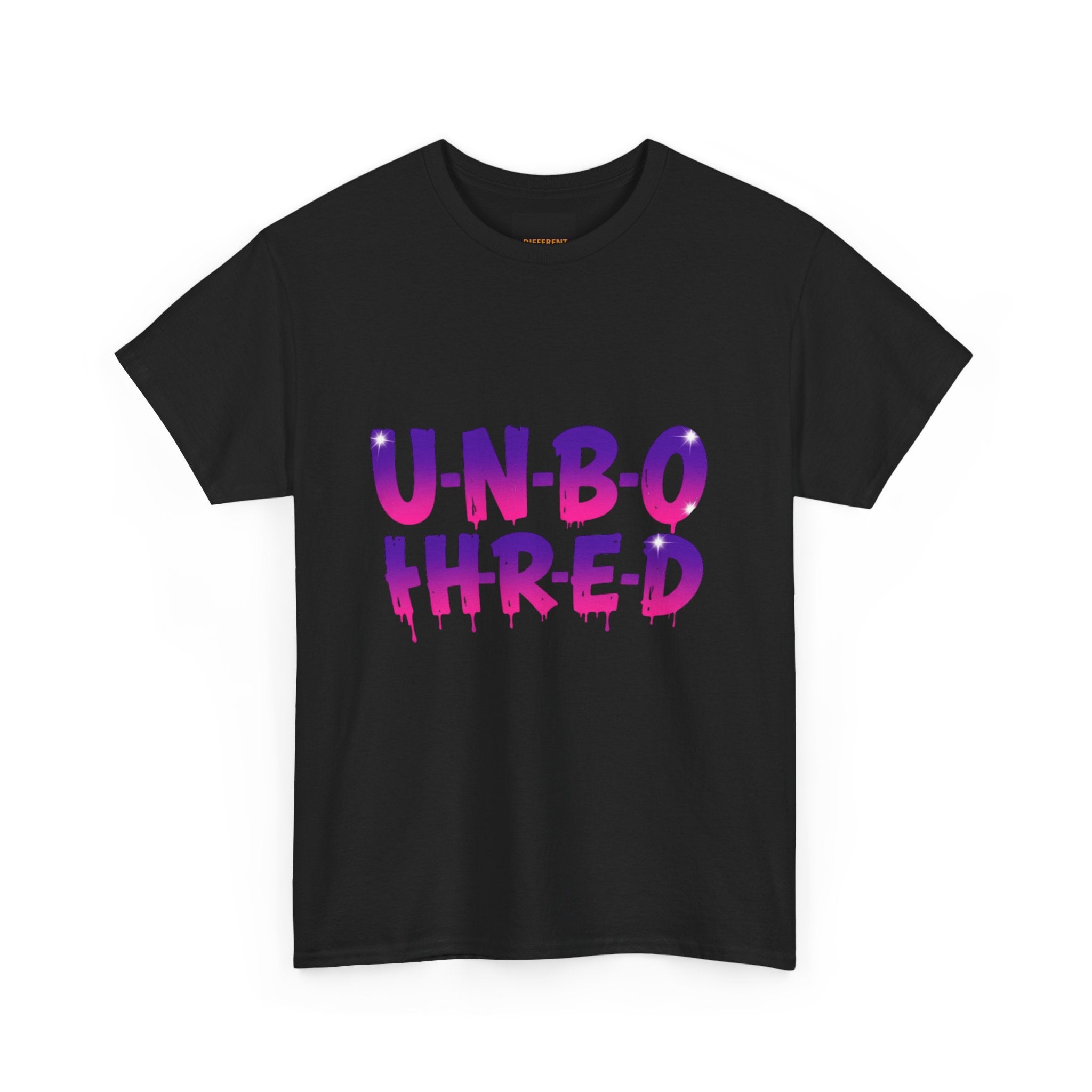 Unbothered Graphic Tee – 'U-N-B-O-T-H-R-E-D' Vibrant Drip Lettering Shirt