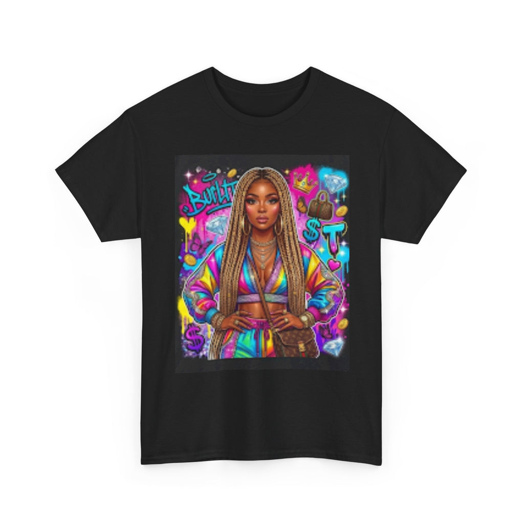 Afro Goddess Portrait Tee — Colorful Empowerment Graphic T-Shirt