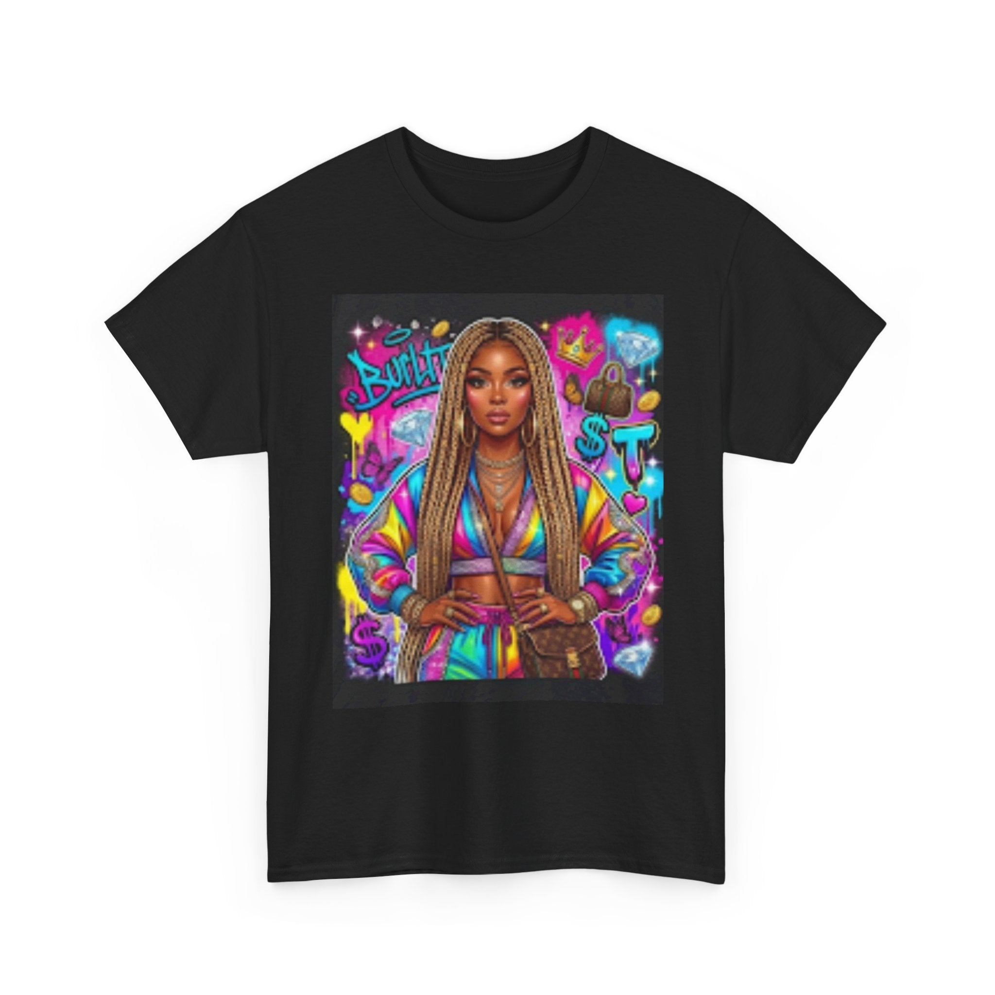 Afro Goddess Portrait Tee — Colorful Empowerment Graphic T-Shirt