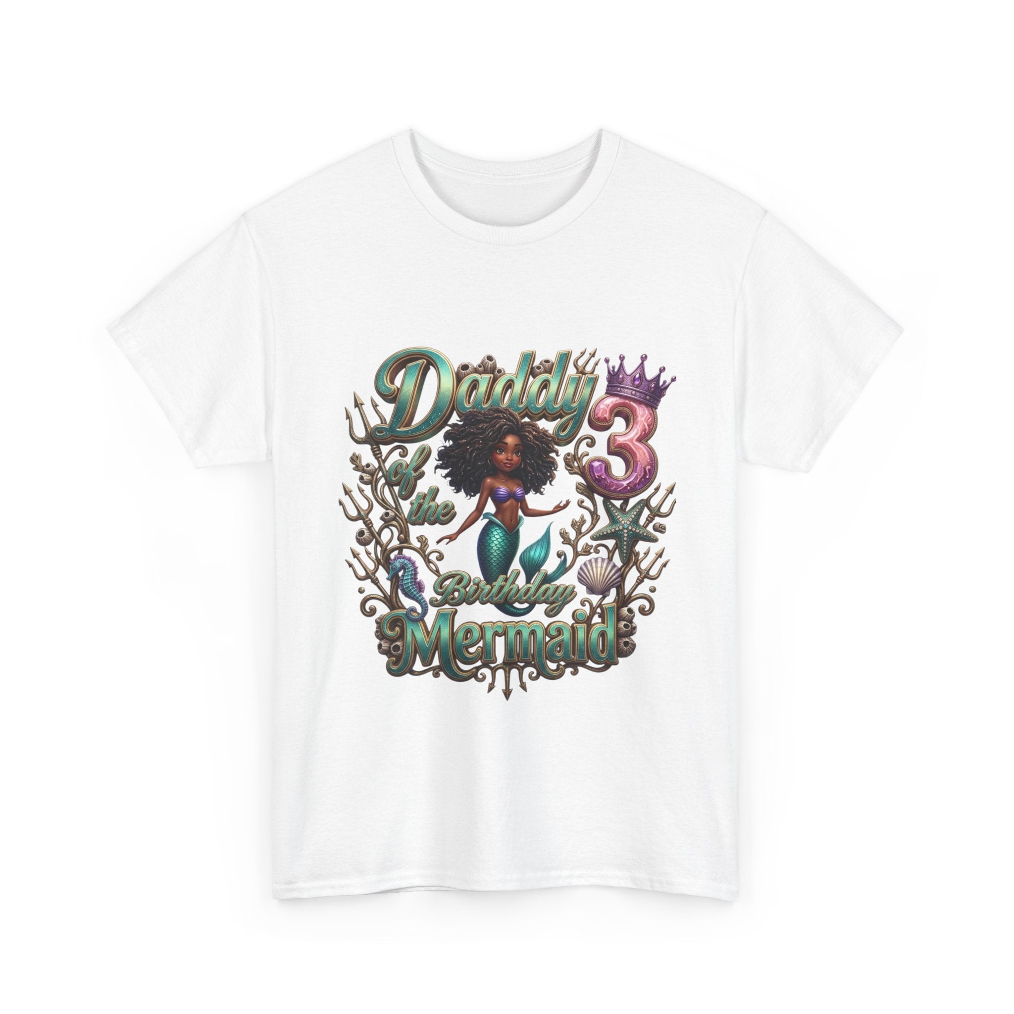 Daddy's 3 Mermaid T-Shirt - Cute Birthday Tee for 3-Year-Old Girls