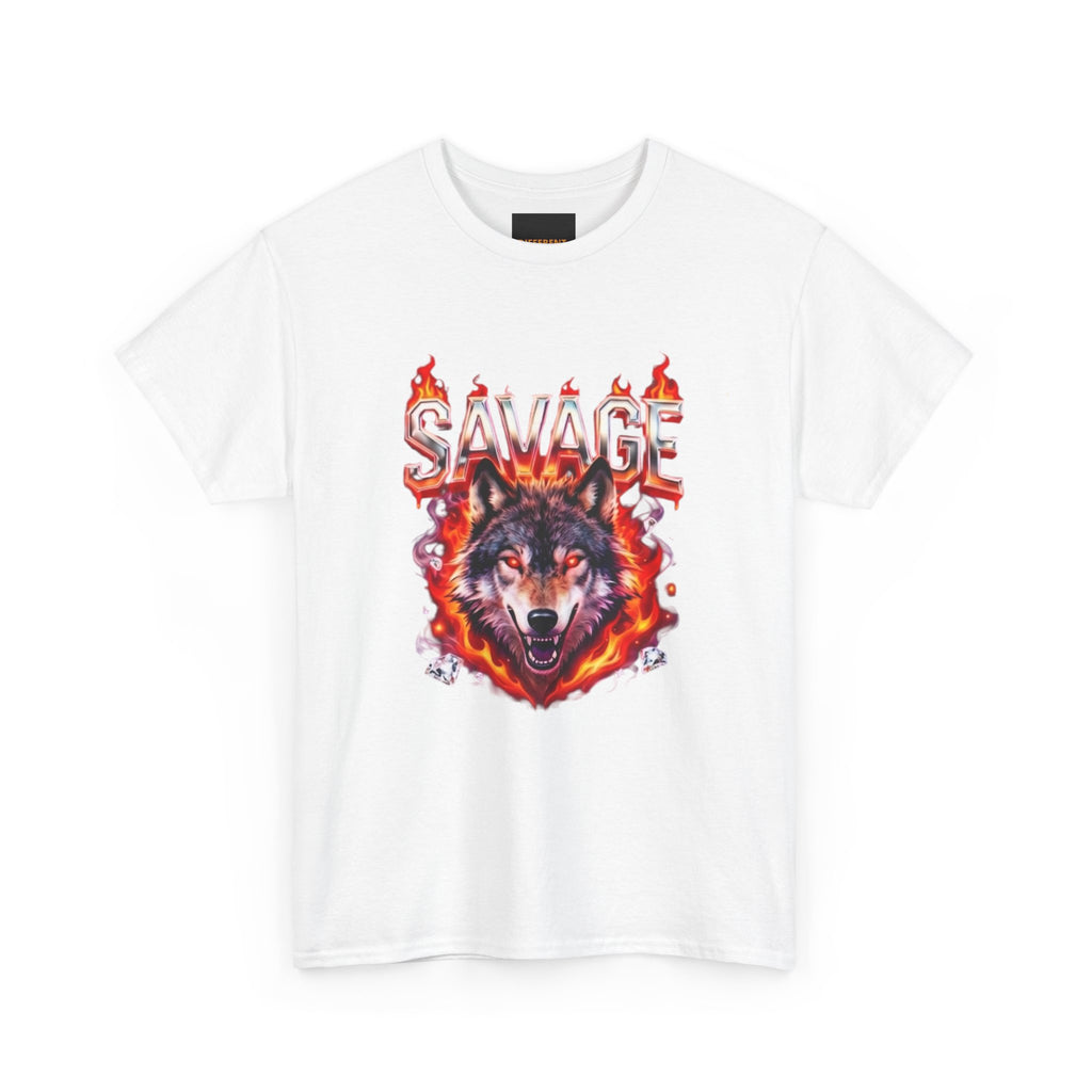 Savage Wolf Flame T-Shirt — Fiery Wolf Graphic Tee