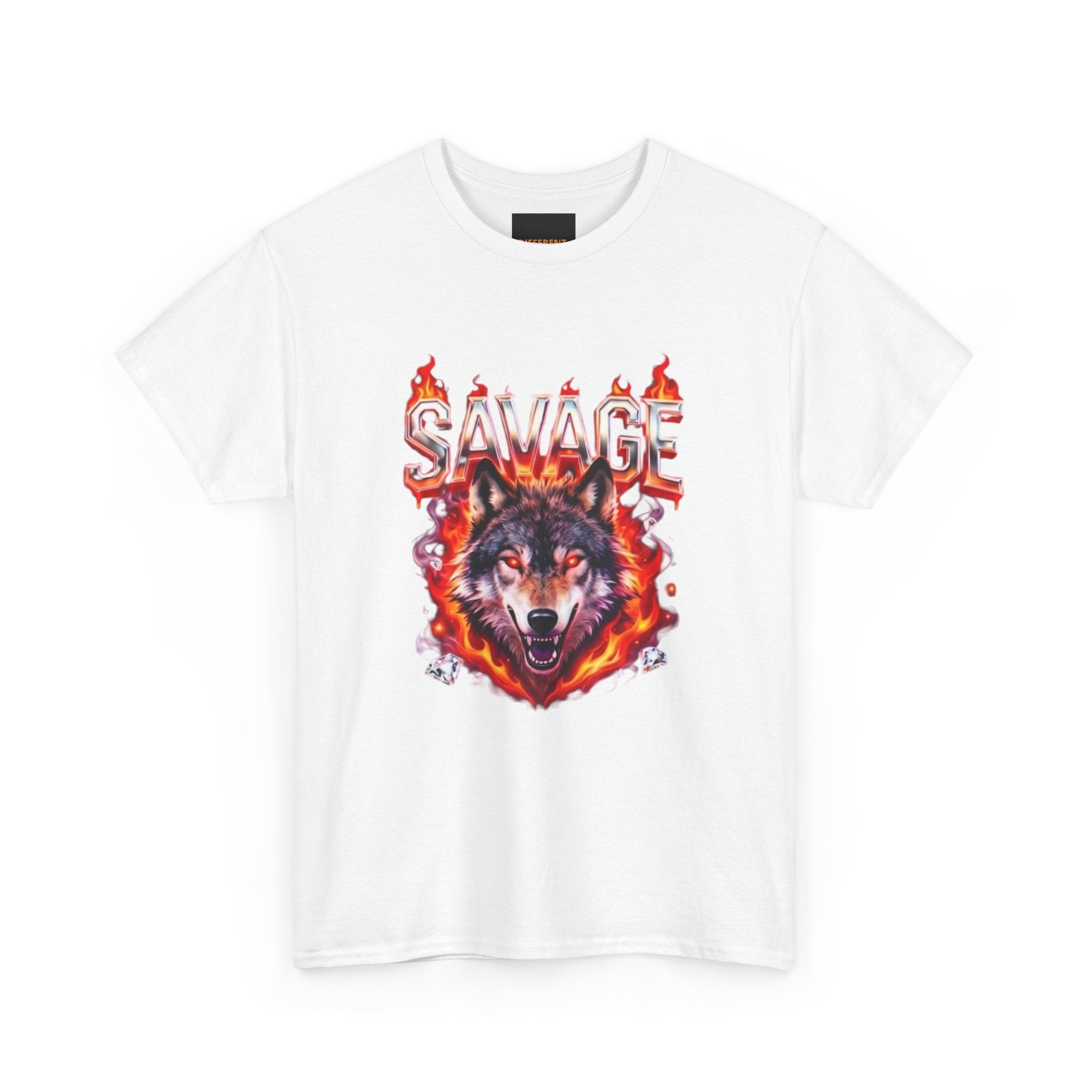 Savage Wolf Flame T-Shirt — Fiery Wolf Graphic Tee