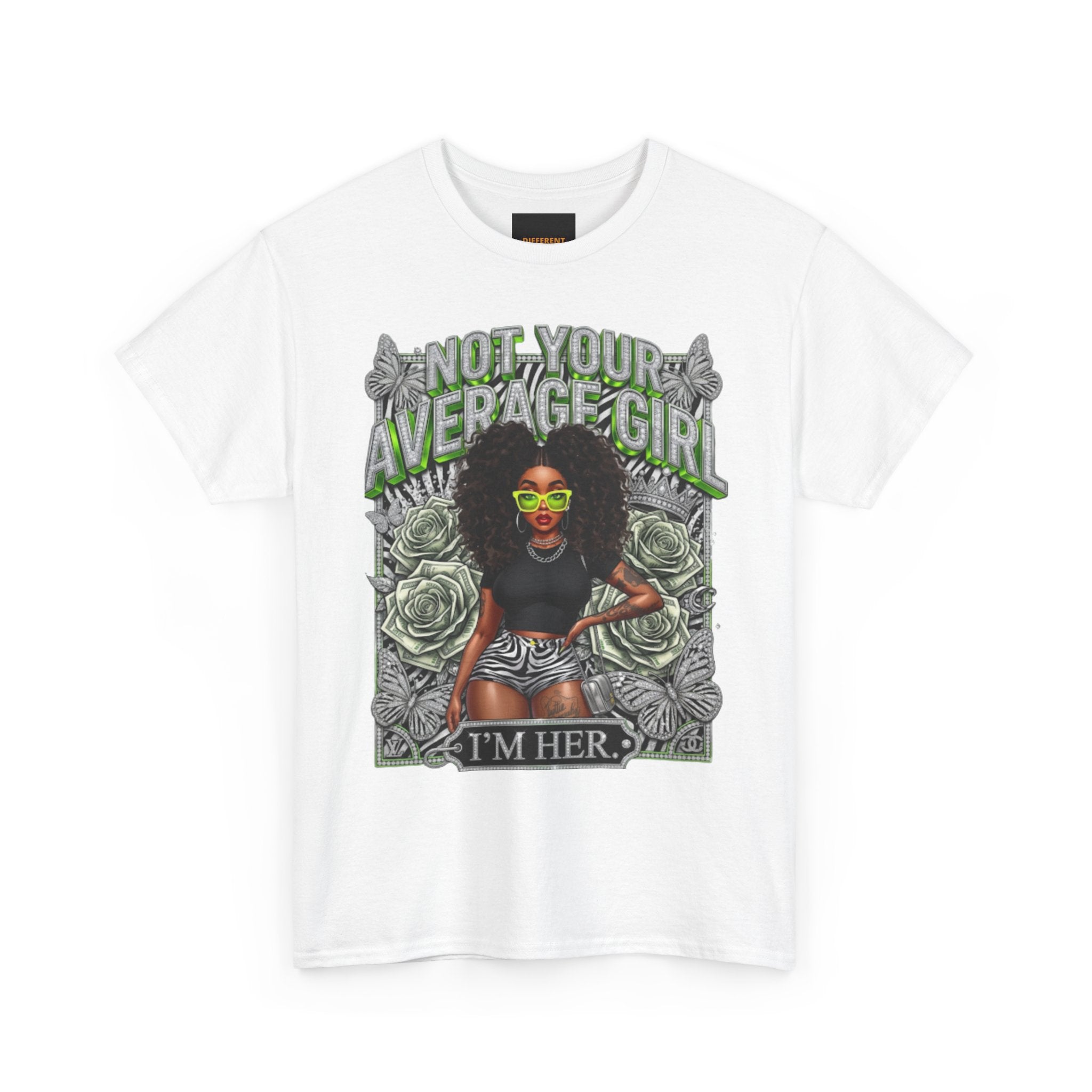 Not Your Average Girl Graphic Tee — "I'm Her" Afrocentric Rose Design