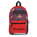 Personalized Kids Backpack – Cute Cartoon Girl Design with Name (Khadijah)