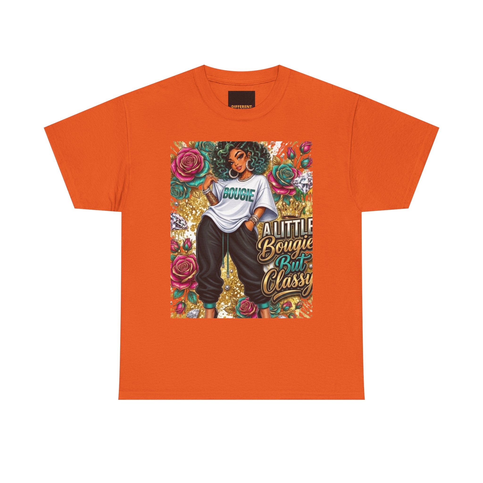 Graphic Tee — "A Little Bougie, But Classy" Floral Afrocentric Design