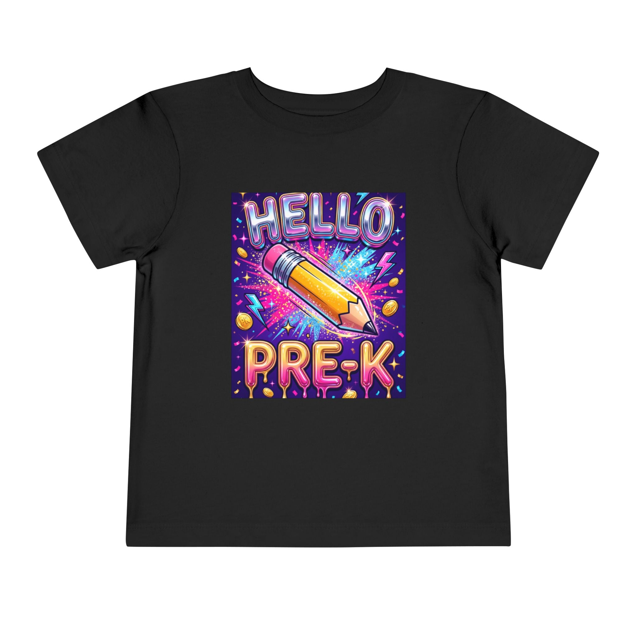 Hello Pre-K Toddler Tee - Bright Pencil Back to School Shirt