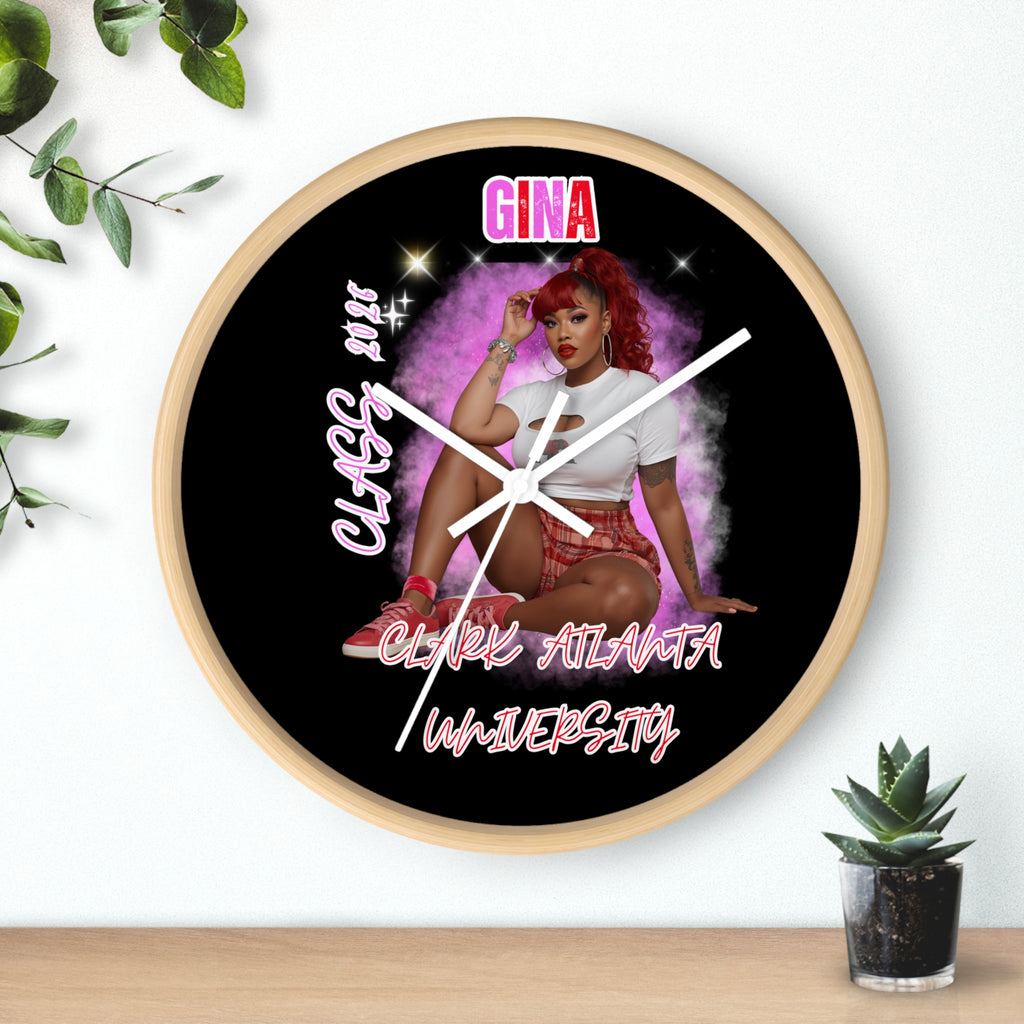 Club Atlanta University Wall Clock — Personalized 'Gina' Pinup Decor