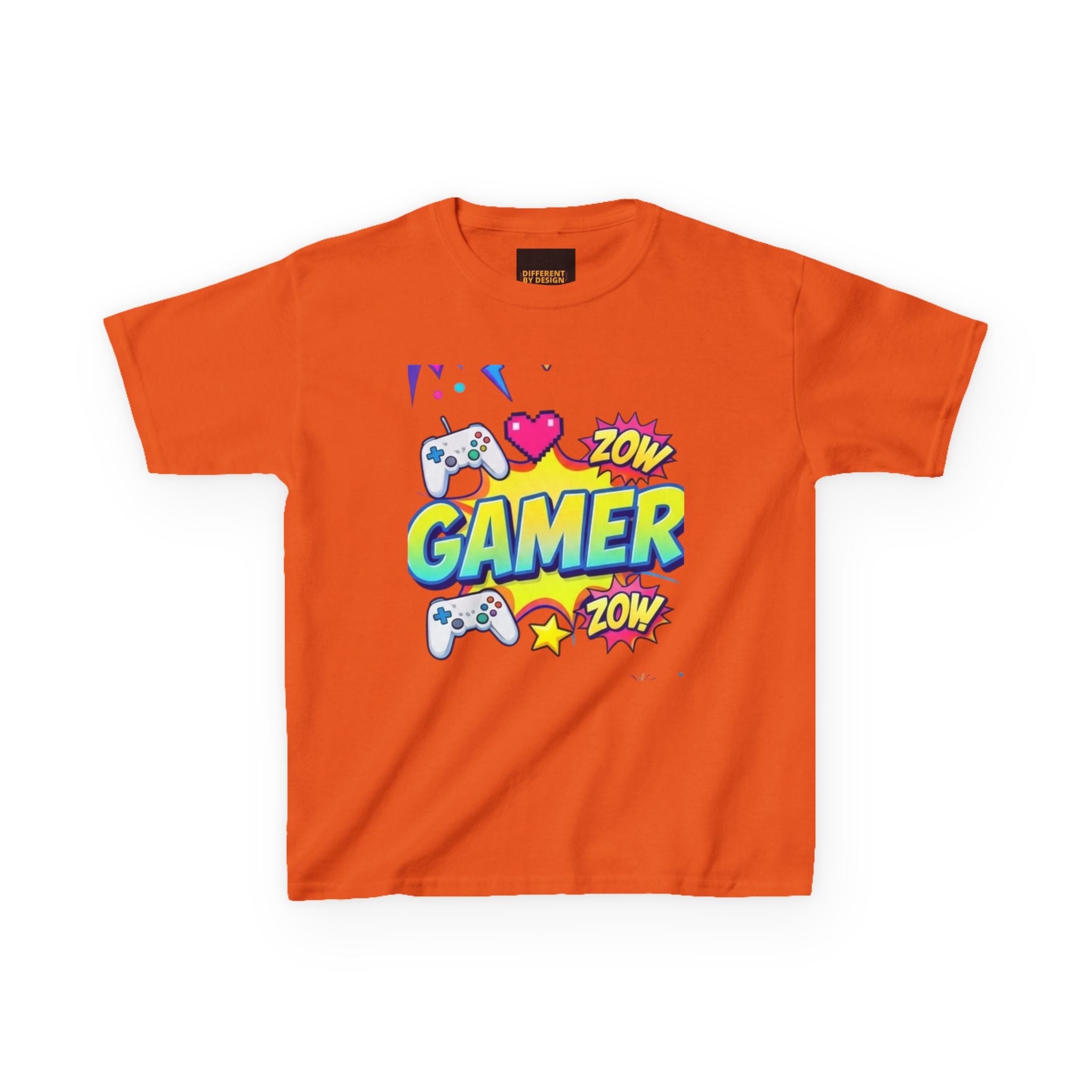 Kids Gamer T‑Shirt — Colorful 'Gamer' Graphic Tee with Controllers