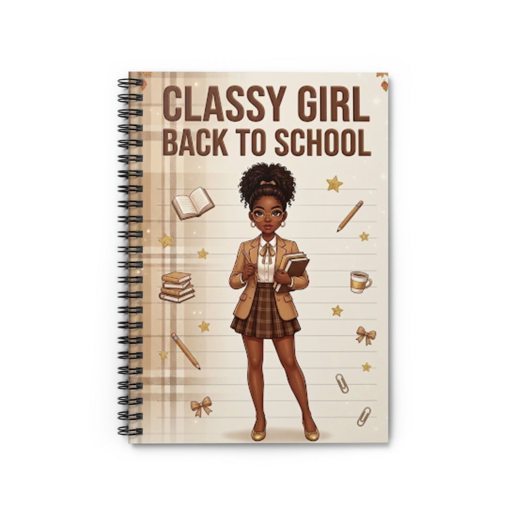 Classy Girl Back to School Spiral Notebook — Cute African American Student Journal